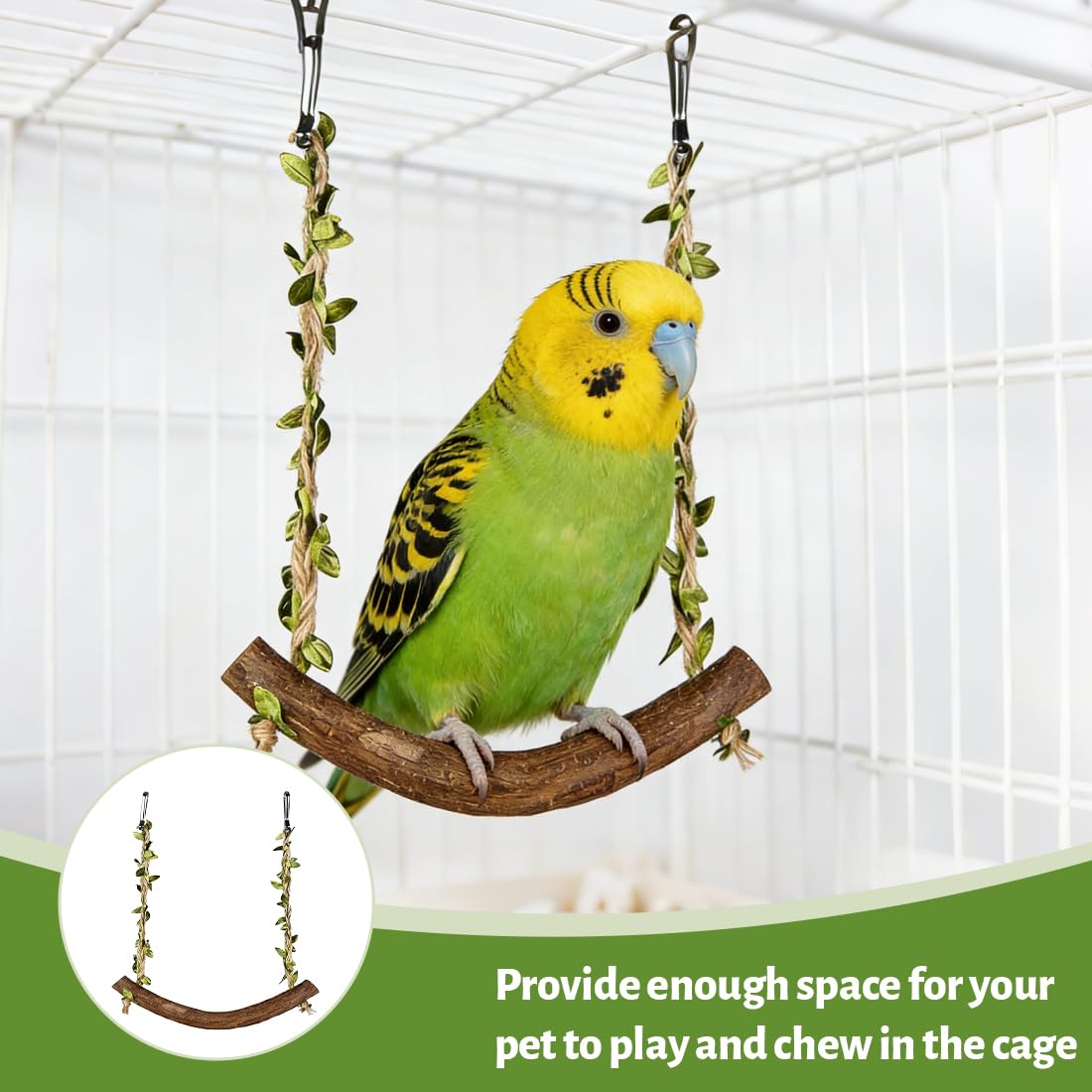 2 Pièces Balançoire en Bois pour Perroquet,Jouet Perroquet,Perchoir à Suspendre,Jouets pour Oiseaux,Accessoires pour Perruches,Calopsittes,Inséparables,Perruches,Petits et Moyens Oiseaux
