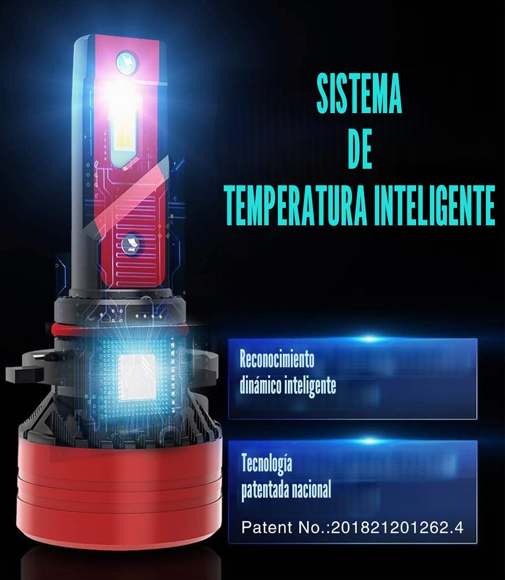 KOOMTOOM H7 Faros LED Can-Bus Sin Errores Kit de conversión de Bombillas Exteriores automáticas de Alta Potencia Reemplazar Faros halógenos HID - 90w 16000LM 6500K-1RY Garantía