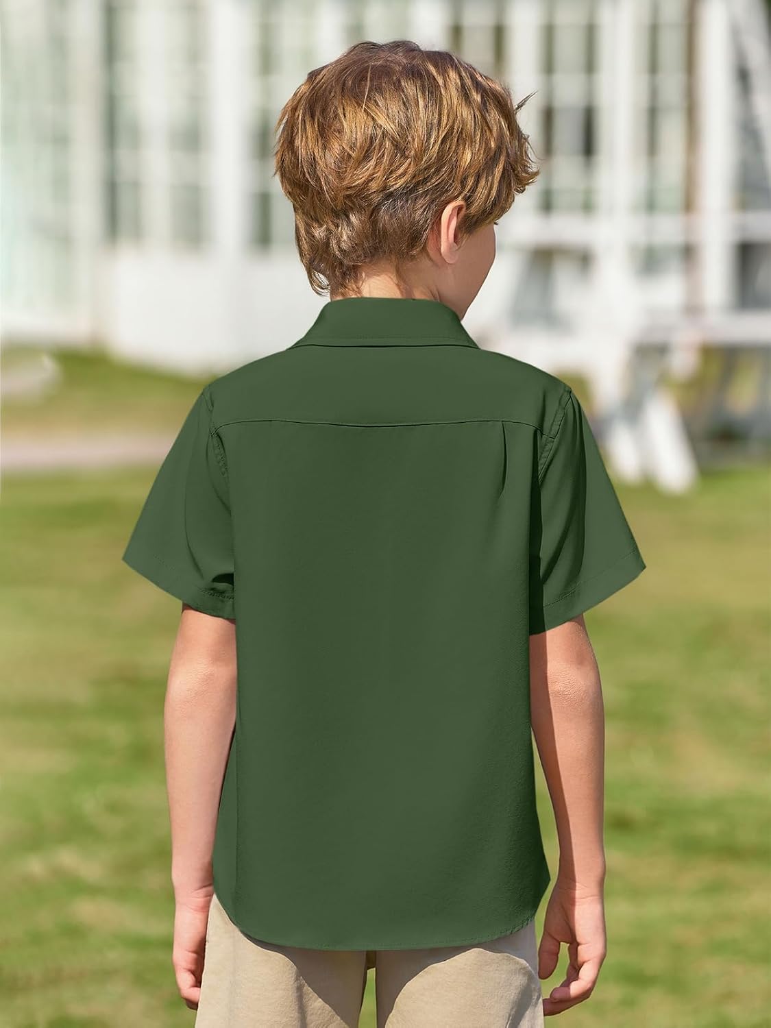 Haloumoning Boys Short Sleeve Dress Shirts Kids Summer School Uniform Button Down Shirt 5-14 Years - Image 5