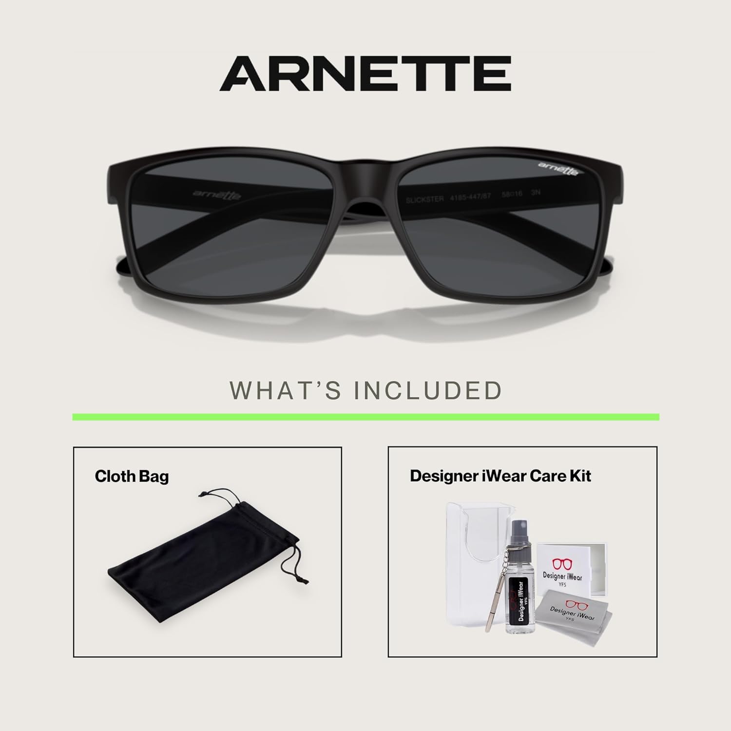 ARNETTE AN4185 Rectangle Sunglasses for Men +BUNDLE with ACCESSORY EYEWEAR KIT