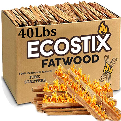 EasyGoProducts EGP-STIX-005 Eco-Stix Fatwood Fire Starter Kindling Firewood Sticks â€“ 100% Organic â€“ Firestarter for Wood Stoves, Fireplaces, Campfires, Bonfires, 40 Lbs