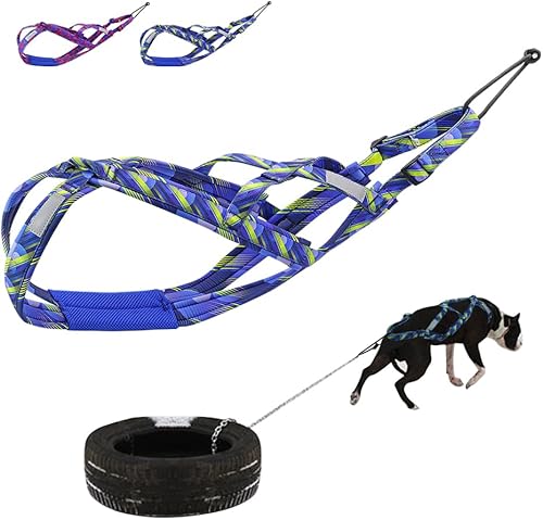 PET ARTIST Arnés de tracción de peso para perro, entrenamiento de velocidad, arnés de trineo para perros medianos y grandes, azul, XL