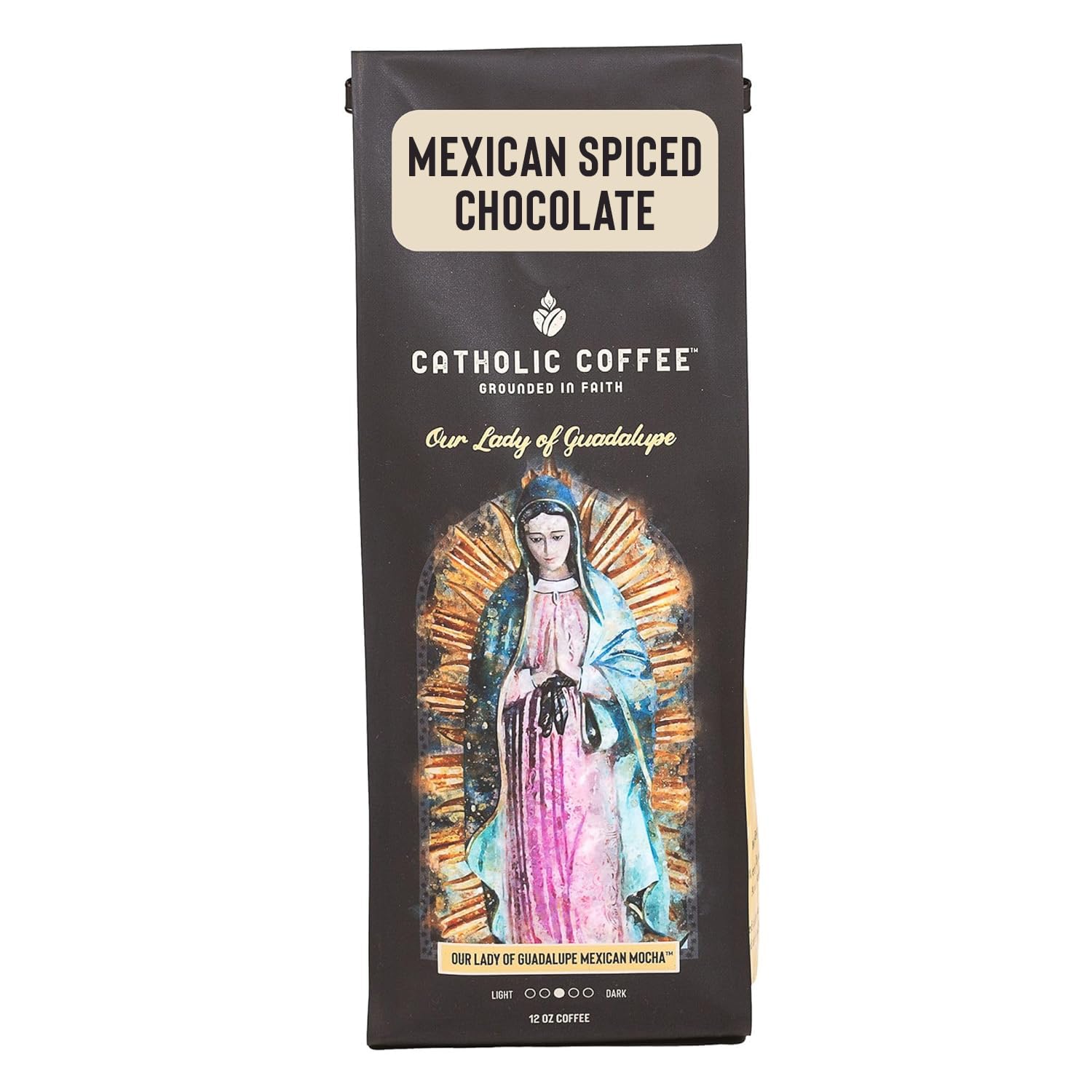 Our Lady of Guadalupe | Mexican Spiced Chocolate Medium Roast Ground Coffee, w/Cinnamon Notes | 12oz Bag – Catholic Gift Honoring the Patroness of the Americas