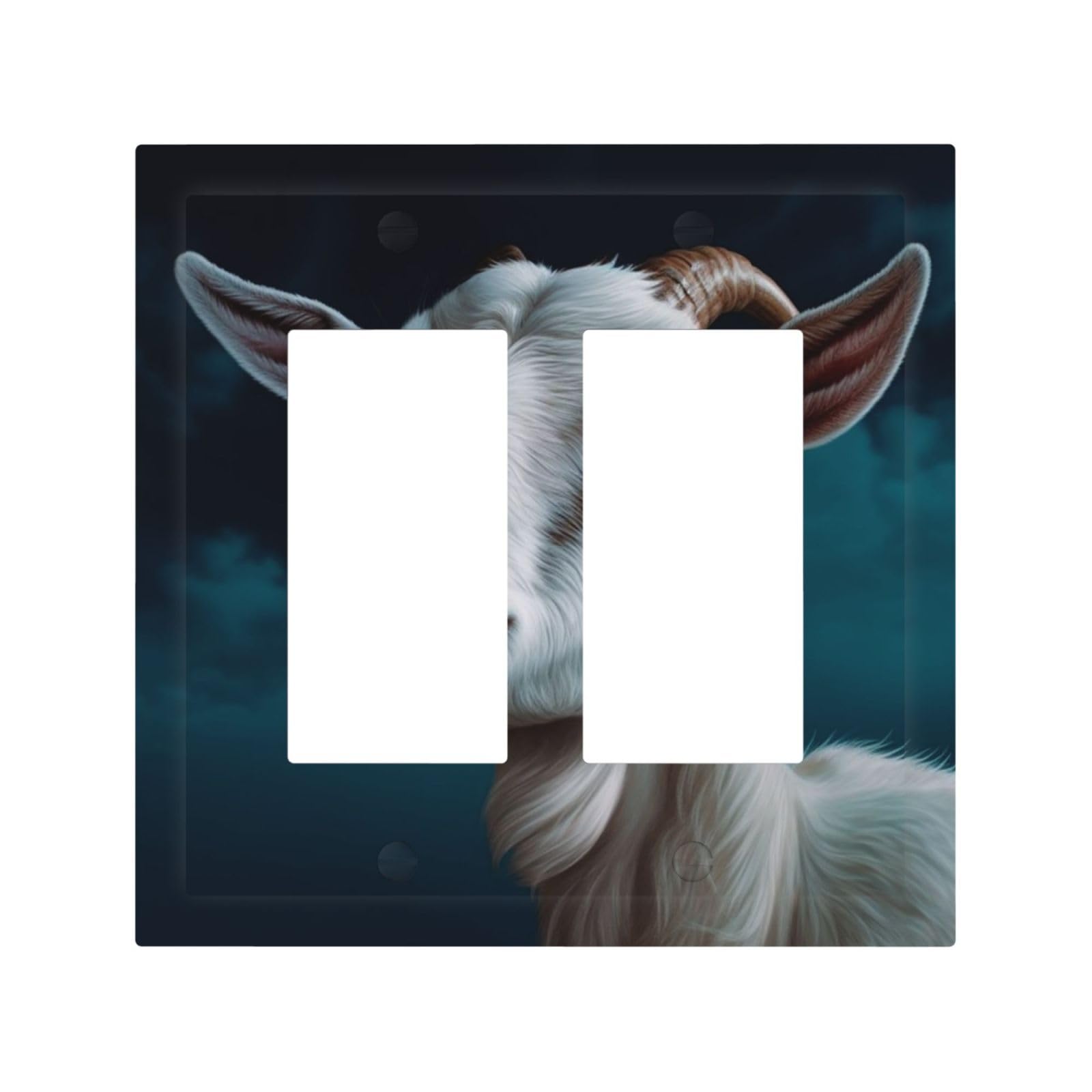 2-Gang Decorator Wall Plate Goat Light Switch Cover Double Toggle Receptacle Wall Plate Mid Size 4.9" x 5" Wallplate Unbreakable Polycarbonate Outlet Faceplates Covers