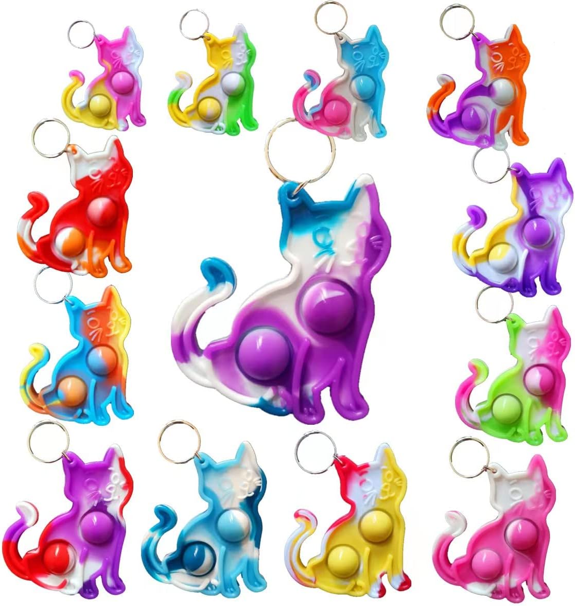 24 Packs Cats Funny Summer Present Unique Mini Item Assorted fidgets Toys for Kids Children Classroom Students Gifts from Teacher,Birthday Party Bubble Favor