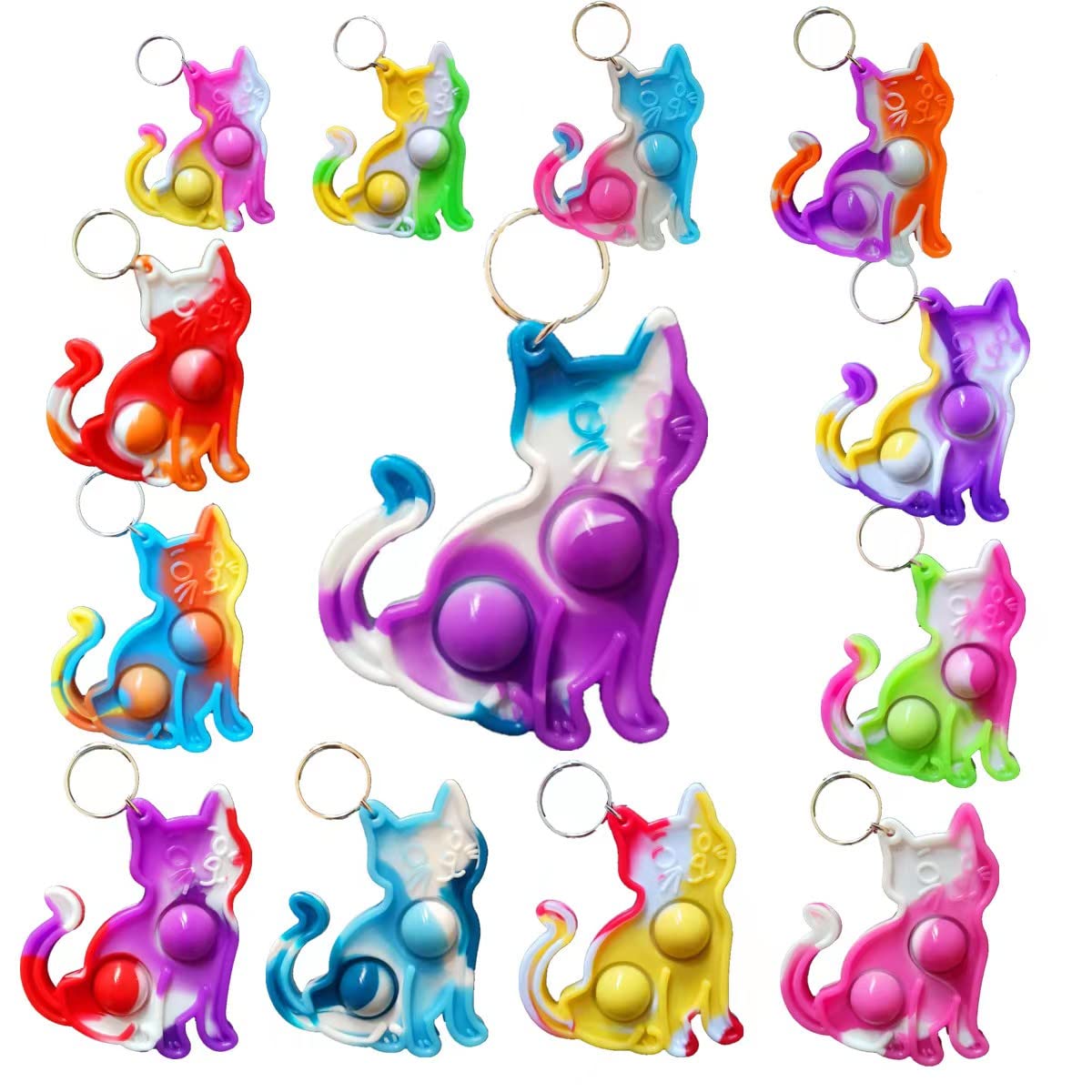 24 Packs Cats Funny Summer Present Unique Mini Item Assorted fidgets Toys for Kids Children Classroom Students Gifts from Teacher,Birthday Party Bubble Favor