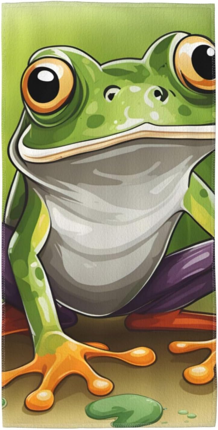 Cartoon Frog Print Hand Towels for Kitchen, Decorative Bathroom Towels Decor Farmhouse Cute for Men Women Gifts