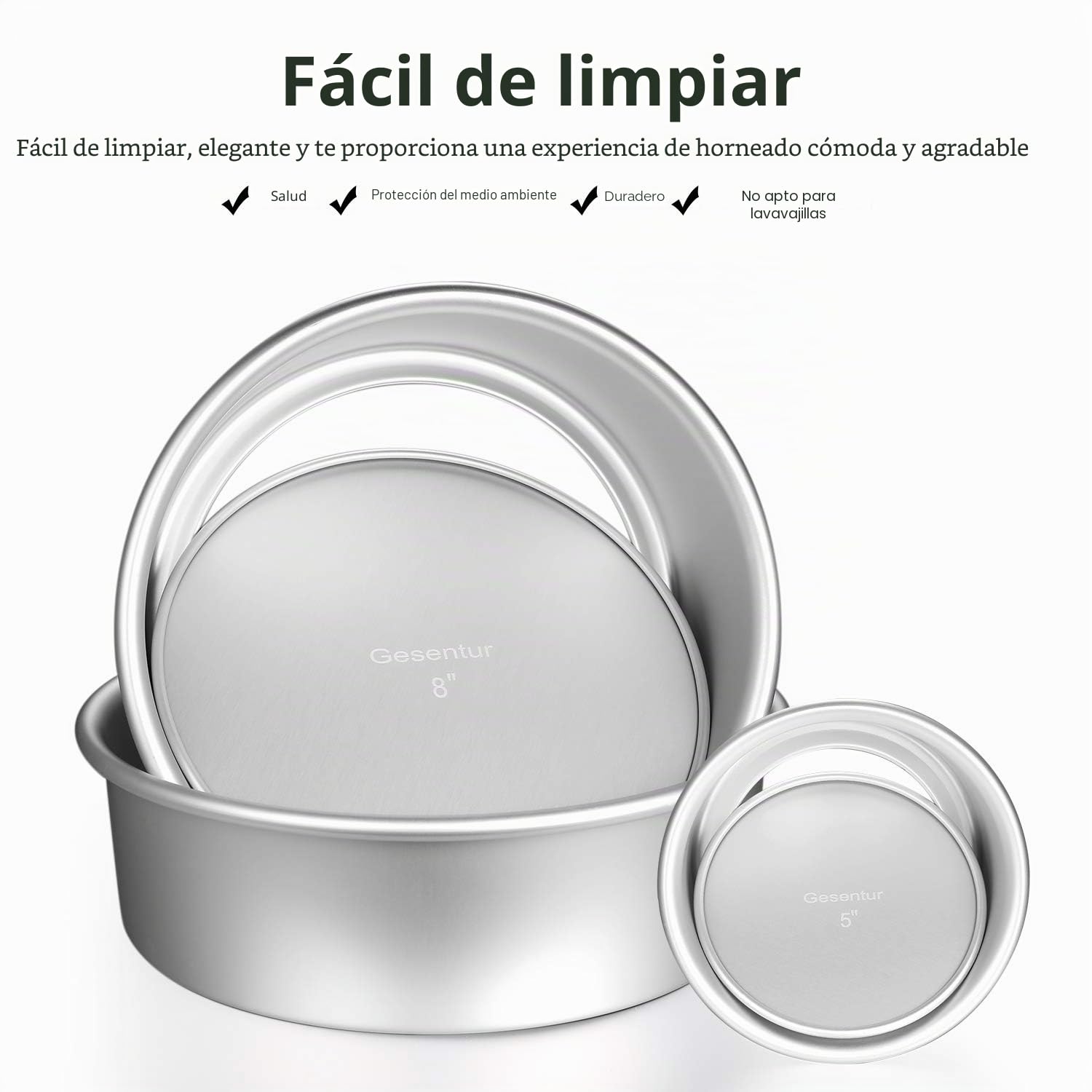 Moldes para Pasteles, Antiadherentes Redondo Aluminio Anodizado Molde de Horno Tartas con Base Desmontable, Conveniente para Cumpleaños, Reunion de amigos (5 Piezas)