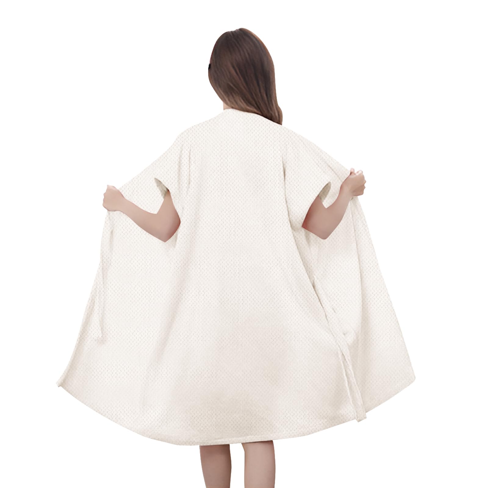 YJZQ Vestito da bagno da donna, accappatoio da sauna, sacchetto di spa, senza cappuccio, per spiaggia, grande asciugamano da piscina, assorbente, 95 x 150 cm, beige, 95_x_150_cm
