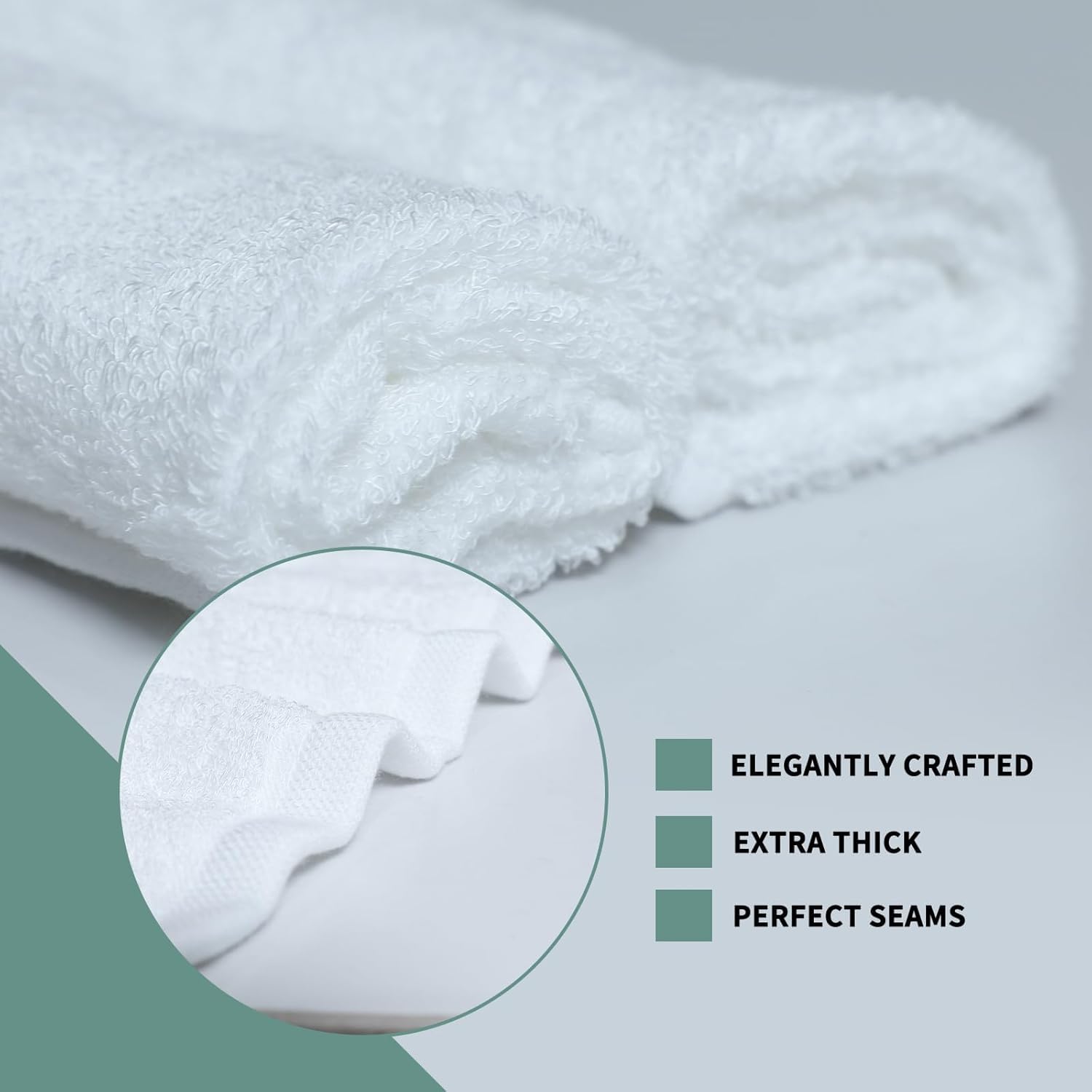 Baby Washcloths 100% Organic Bamboo Bath Washcloth Reusable Face Towels Anti-Bacterial Soft Towel Set Perfect for Newborn White(5 Pack) - Image 3