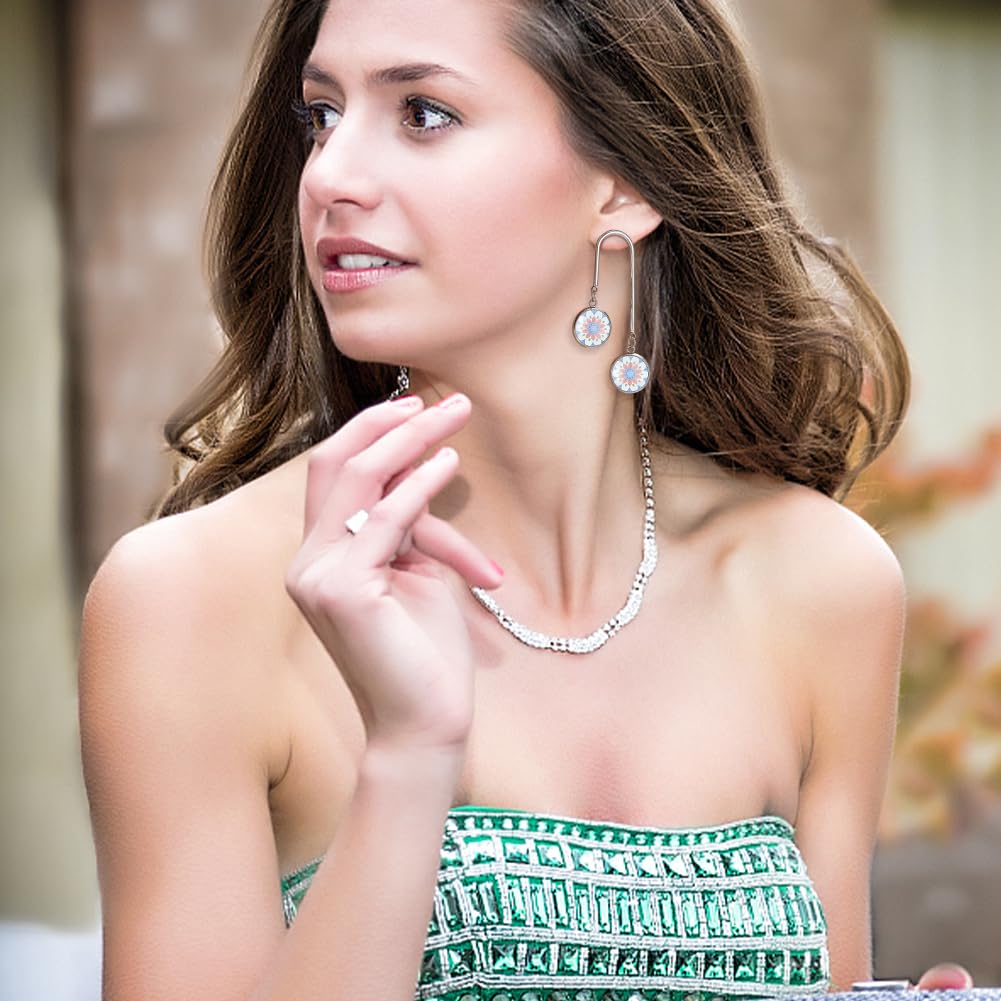 UNICRFTALE 1 Set 2 Colori 24 Pz Doppio Piatto Rotondo Orecchini a Perno Lunetta Vassoio 304 Impostazioni di Orecchini a Perno in Acciaio Inox con 24 Pz Cabochon In Vetro Orecchini Base Arch Earring