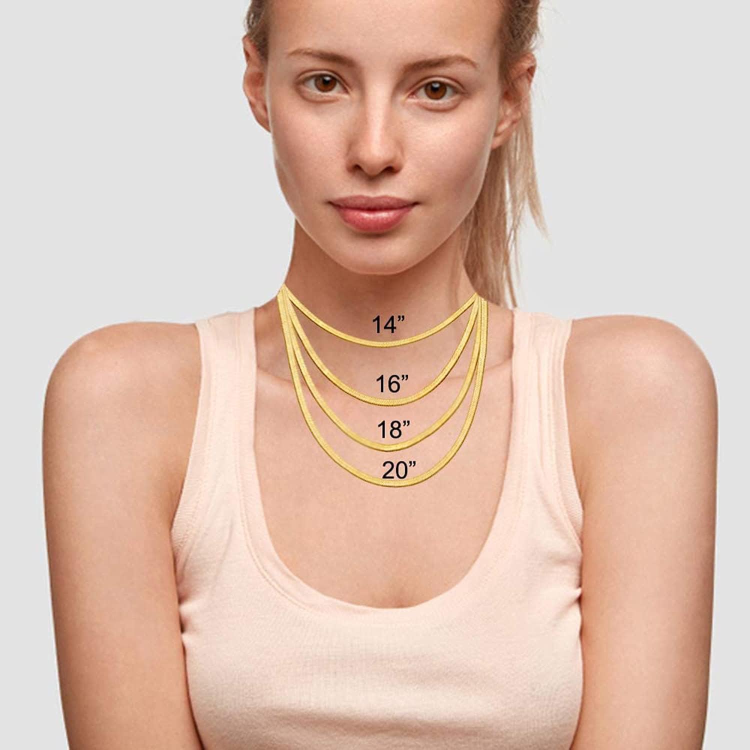 Buy RWQIAN 18K Gold Flat Wide Necklace 
