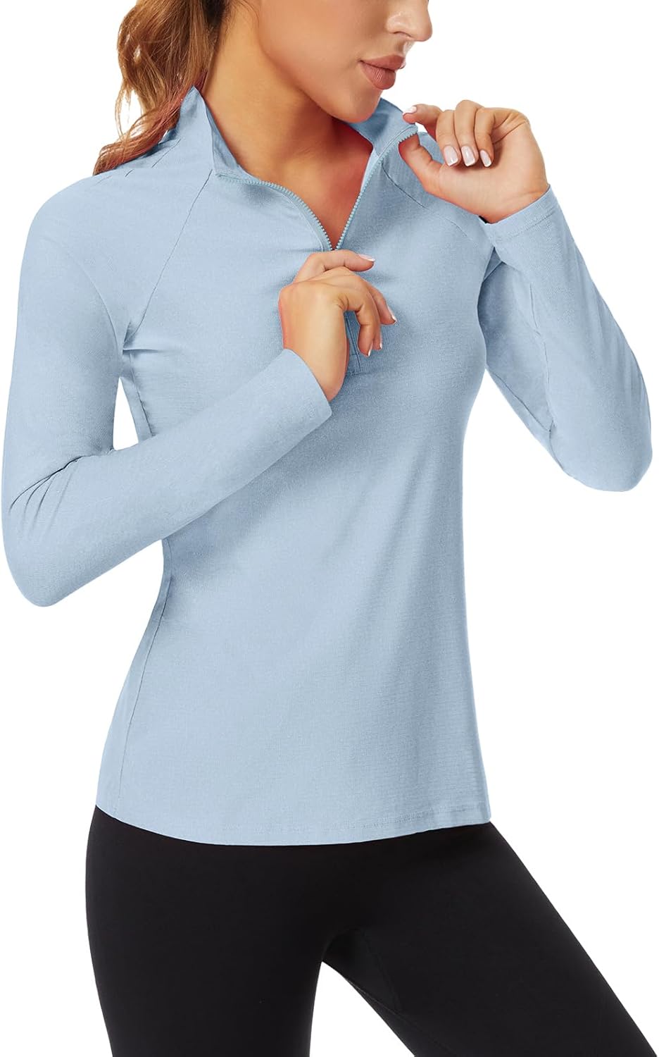 Soneven Women's Quarter Zip Polo Collared Golf Shirt Moisture Wicking Shirts Slim Fit for Casual Work