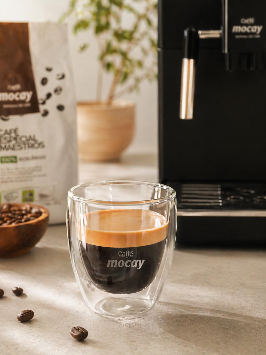 MOCAY - PACK OFICINA GRANO - Grano Maestro y Café Grano Ecológico Descafeinado + Vaso de Mocay de Regalo