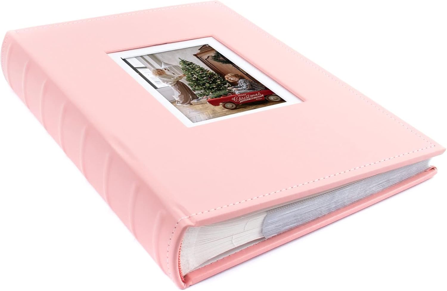 Golden State Art, Faux Leather Photo Album Hold 300 4x6 Photos with Memo Writing Space,Great for Wedding Family Christmas(DIY Cover,Color:Pink) - Image 4