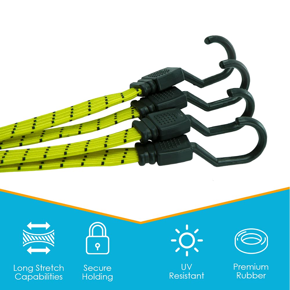 Buy Houseables Bungee Cords with Hooks, Bungie Straps, 4 Pack, 48 Inch