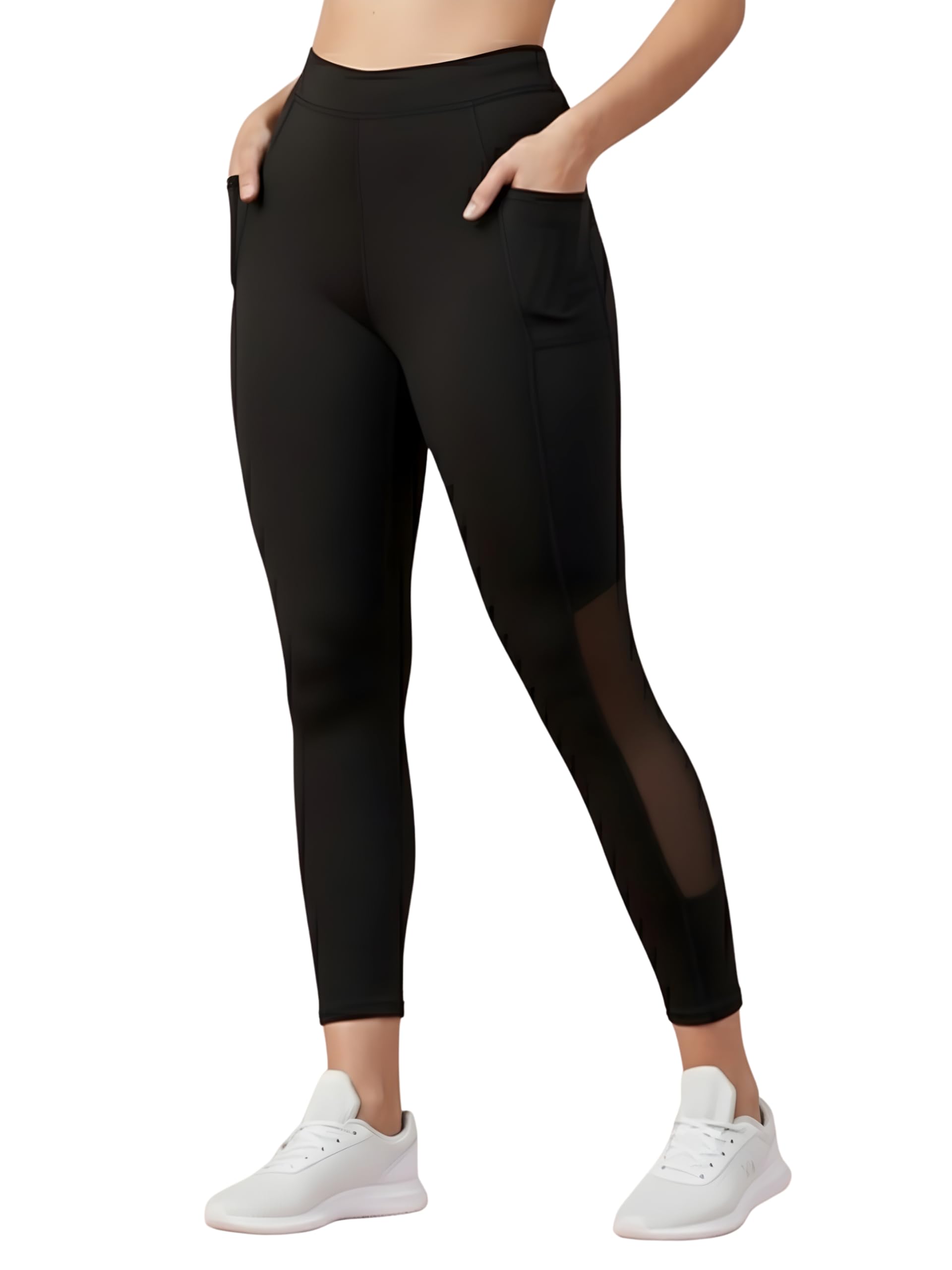 BLINKIN Ladies Tights Mesh Mesh Side Pockets Tights - Ideal for Active Wear Yoga and Workout - The Ultimate Fitness Pants for Women and Girls (1582)
