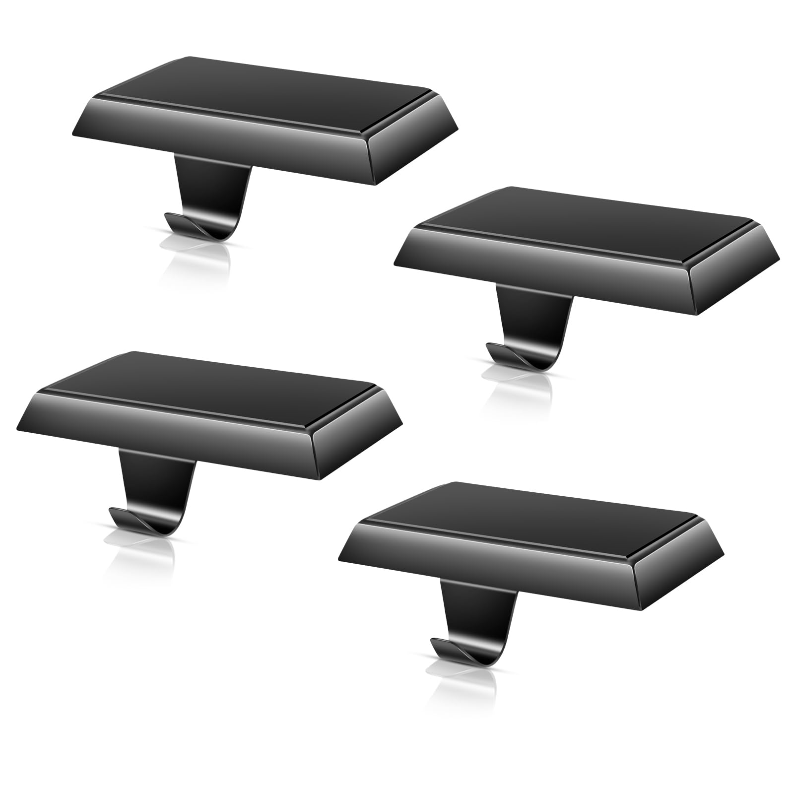 4PCS Christmas Stocking Holders for Mantle, Black Metal Stocking Hangers for Mantle Fireplace Christmas Stocking Hanging Hooks Stocking Holder for Holiday Christmas Window Table