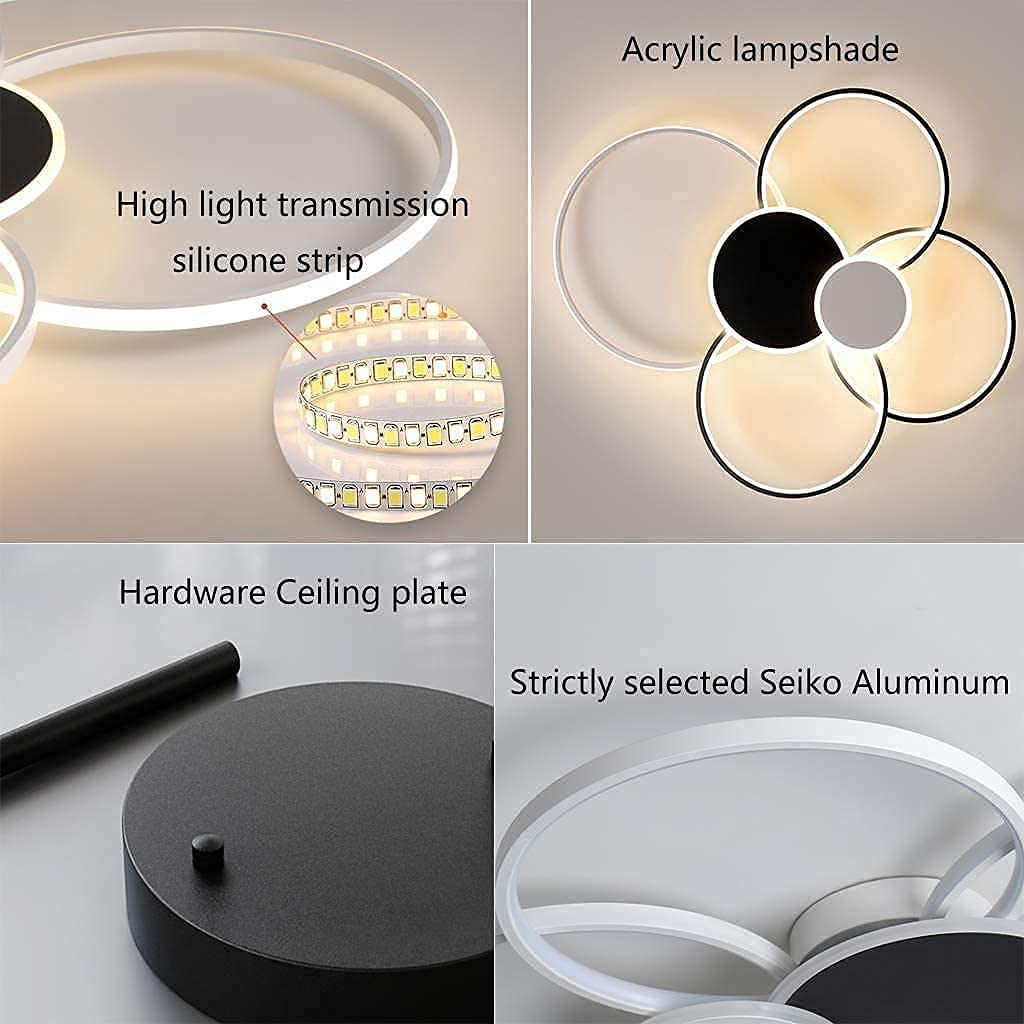 Moderna LED Plafoniera Dimmerabile Con Telecomando Lampada Da Soffitto Metallo Acrilico Creativo Soggiorno Camera Stanza Dei Bambini Lampadario Sala Pranzo Illuminazione Da Cucina,C,100CM(93W)