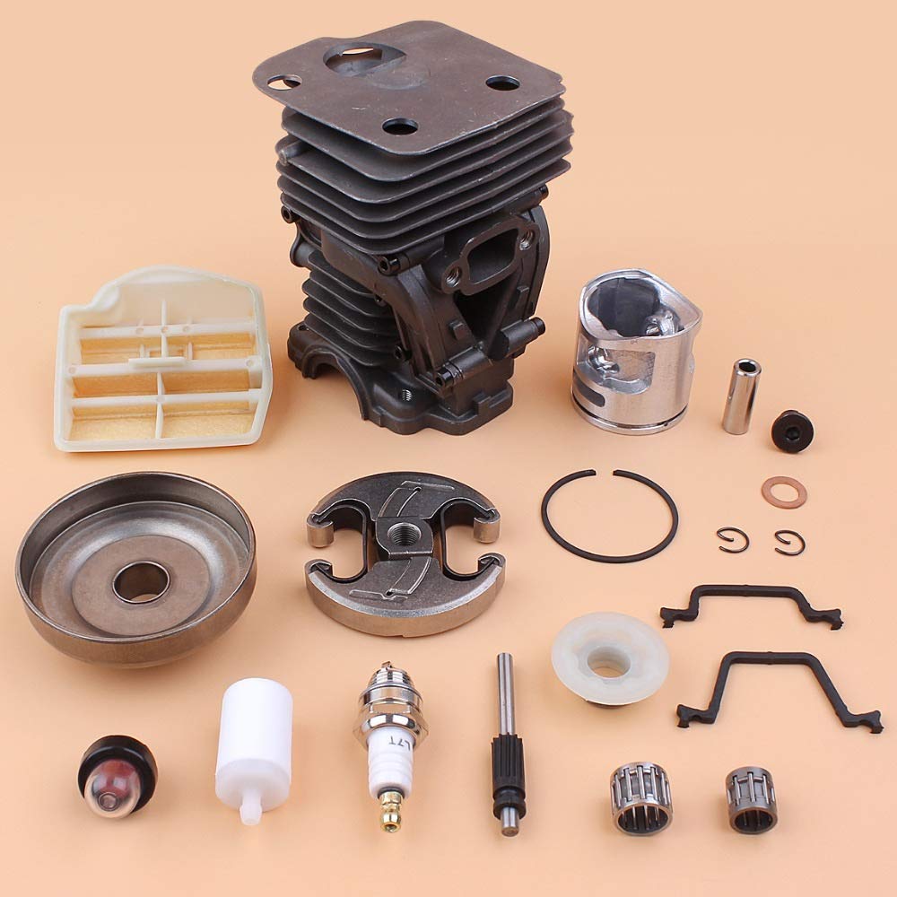 Kit de Bomba de Aceite de Filtro de Aire de Tambor de Embrague de pistón de Cilindro de 44 mm Compatible con Piezas de Motor de Motosierra de Gasolina Husqvarna 450445 E 544119802