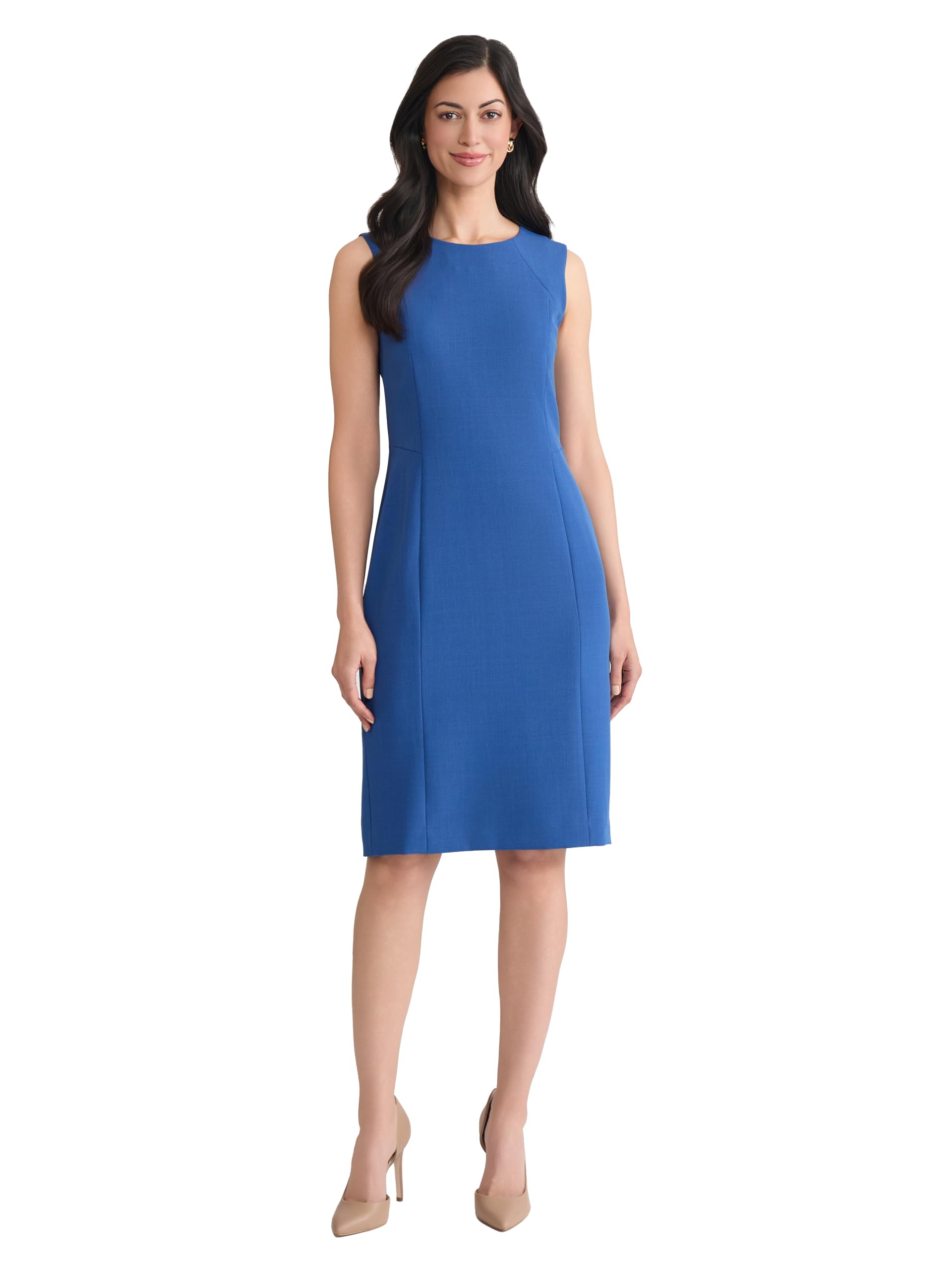 Kasper Womens Stretch Crepe Seamed Sheath Dress