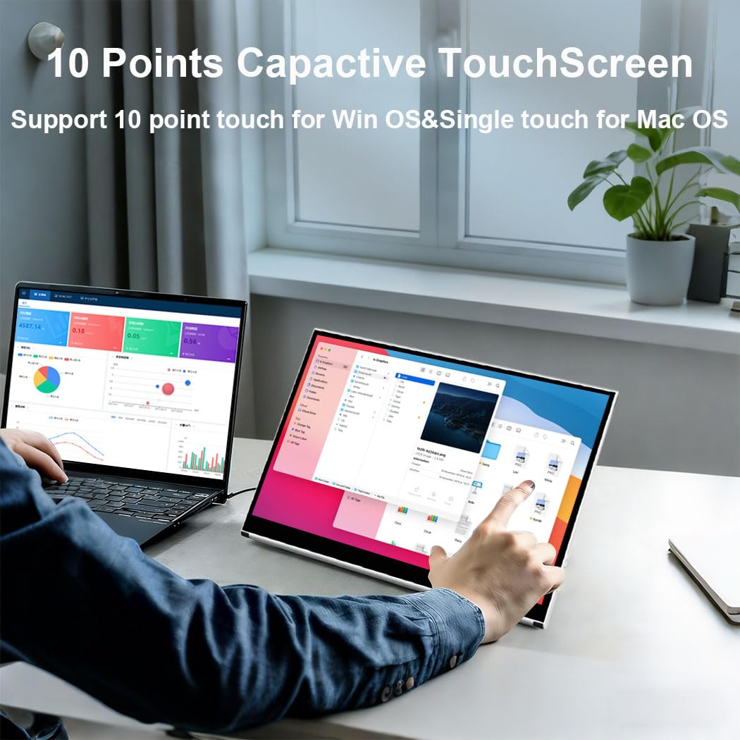 Portable Monitor Touchscreen 15,6 Zoll, IPS 1080P Mobile Monitor mit MPP-Stift im Lieferumfang,100% sRGB,Integrierter Standfuß, USB-C/HDMI Tragbarerr Monitor für Laptop, PC, Mac, Surface