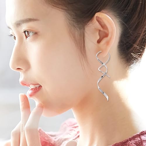 Miniatura 7 de 2Pairs Handmade Threader Earrings Include Gold Dangle Earrings and Silver Dangle Earrings Gifts for Women Graduation, Wedding, Party, Holiday,