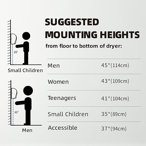 Miniatura 8 de AIKE Secador de manos comercial resistente de alta velocidad de diseño de acero inoxidable soplador de mano de viento cálido 110V-130V 1650W Modelo
