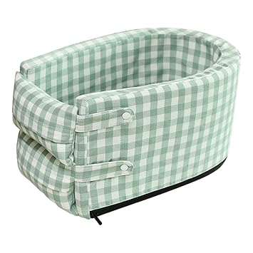 Indy Mall Portable Cat Car Seat Dog Car Artifact Anti-Dirty Cushion for Small Dog Plaid Green