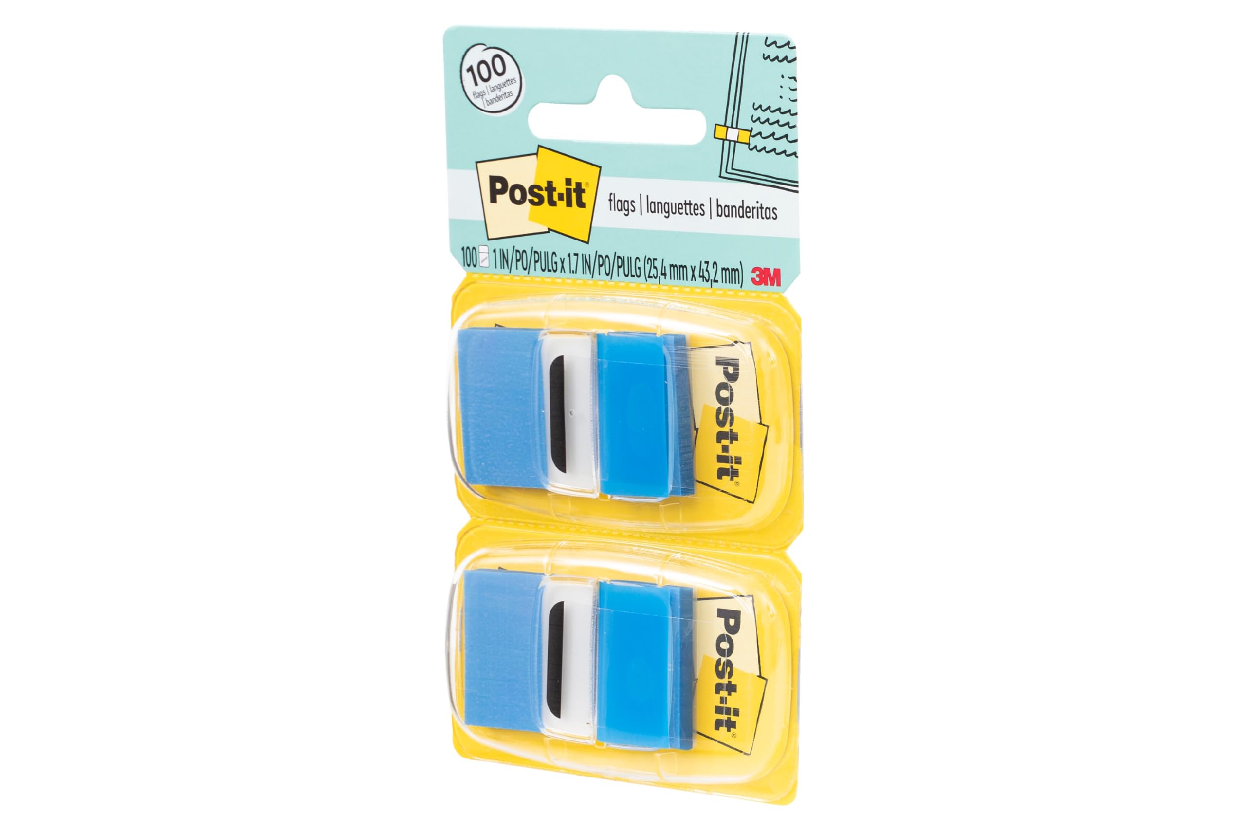 Post-it 680-BE12 Flags Vorteilspack, 50 Stück, 12 Spender/Packung, 2,5 cm breit, Blau