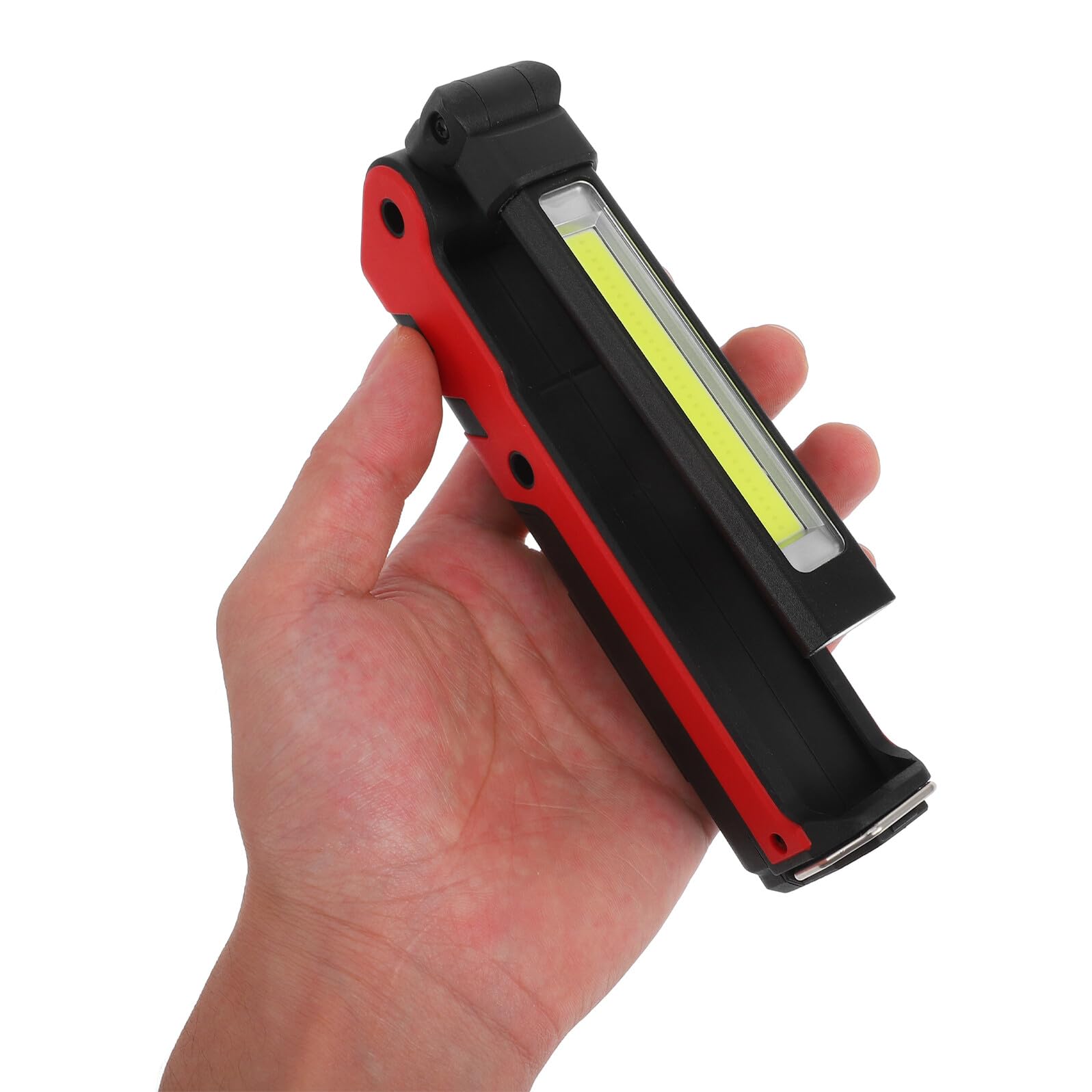 Lampada da Lavoro LED Ricaricabile USB Cob con Testa in Alluminio Luce Ispezione Rotante Portatile per Officina Campeggio e Emergenze Rosso