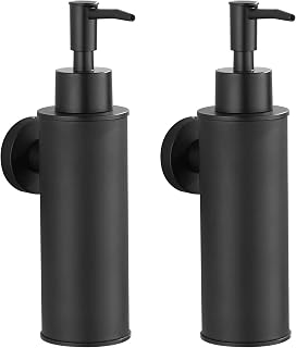 BGL Wandmontierter Seifenspender 2er Set aus Edelstahl, 180 ml Flüssigseifenspender aus SUS304, ABS-Pumpkopf, Mattschwarz, für Bad und Küche