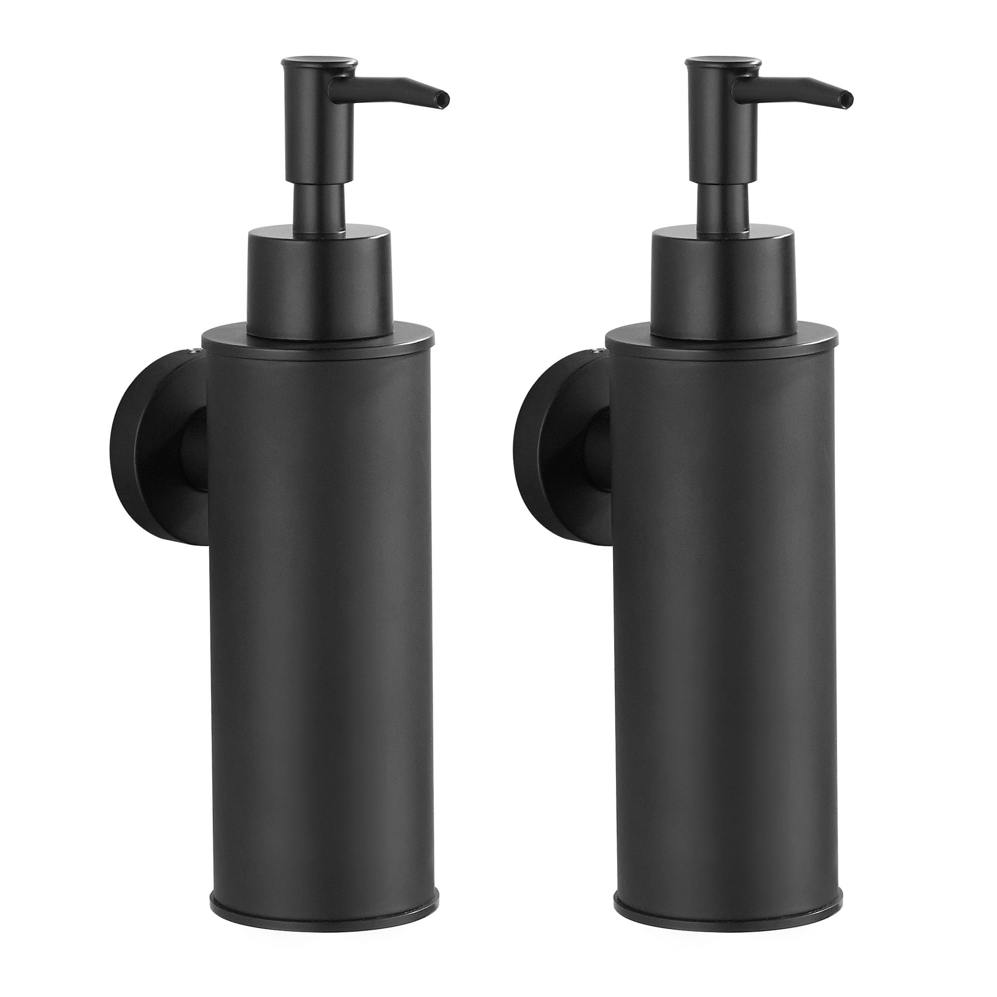 BGL Wall Mounted Soap Dispenser 2 Pack, 304 Stainless Steel Refillable Liquid Soap Dispenser, Rust-Resistant Hand Pump for Bathroom & Kitchen, Concealed Screw Mount, 180ml, Matte Black