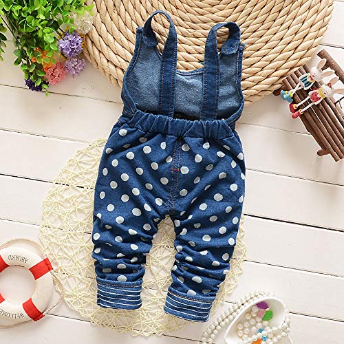 Image of Kidscool Space Baby Toddler Girls Soft Knitted Cotton Denim Cute Cartoon Overalls