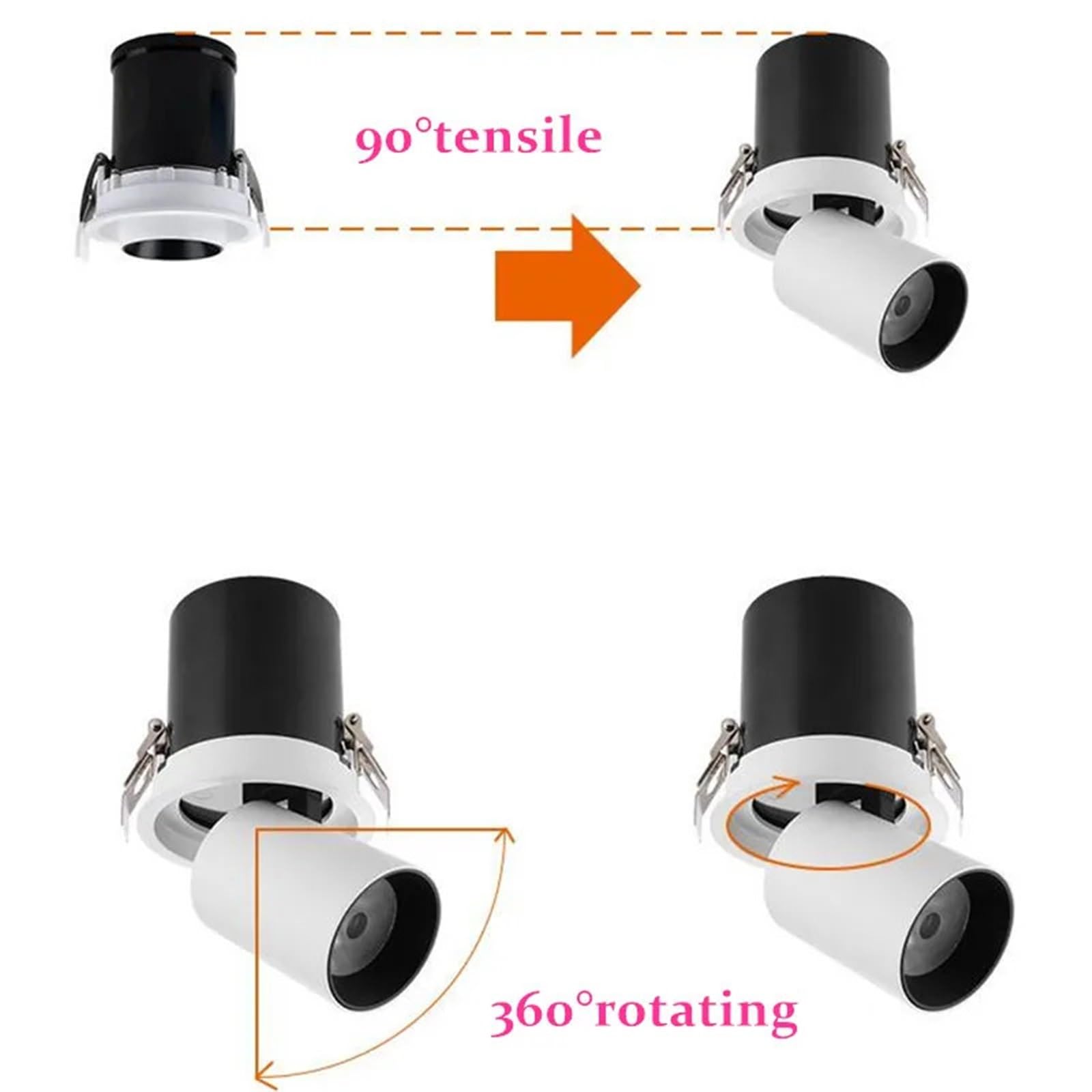 Lampara Focos Techo Giratorio,Luz de Pista LED Foco LED empotrable giratorio de aluminio, 9 W, 12 , 15 , 18 , 20 y 24 , con chip COB, for techo, CA 85-265 V(A,4000K NEUTRAL LIGHT_24W NOT DIMMABLE)