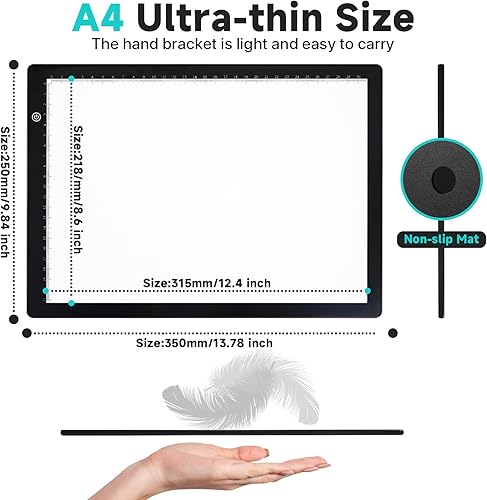 Miniatura 7 de Tavolozza - Almohadilla de luz LED A4, caja de trazado ultrafina para dibujo, pintura de diamantes, transmisión, bocetos, plantillas, tablero de