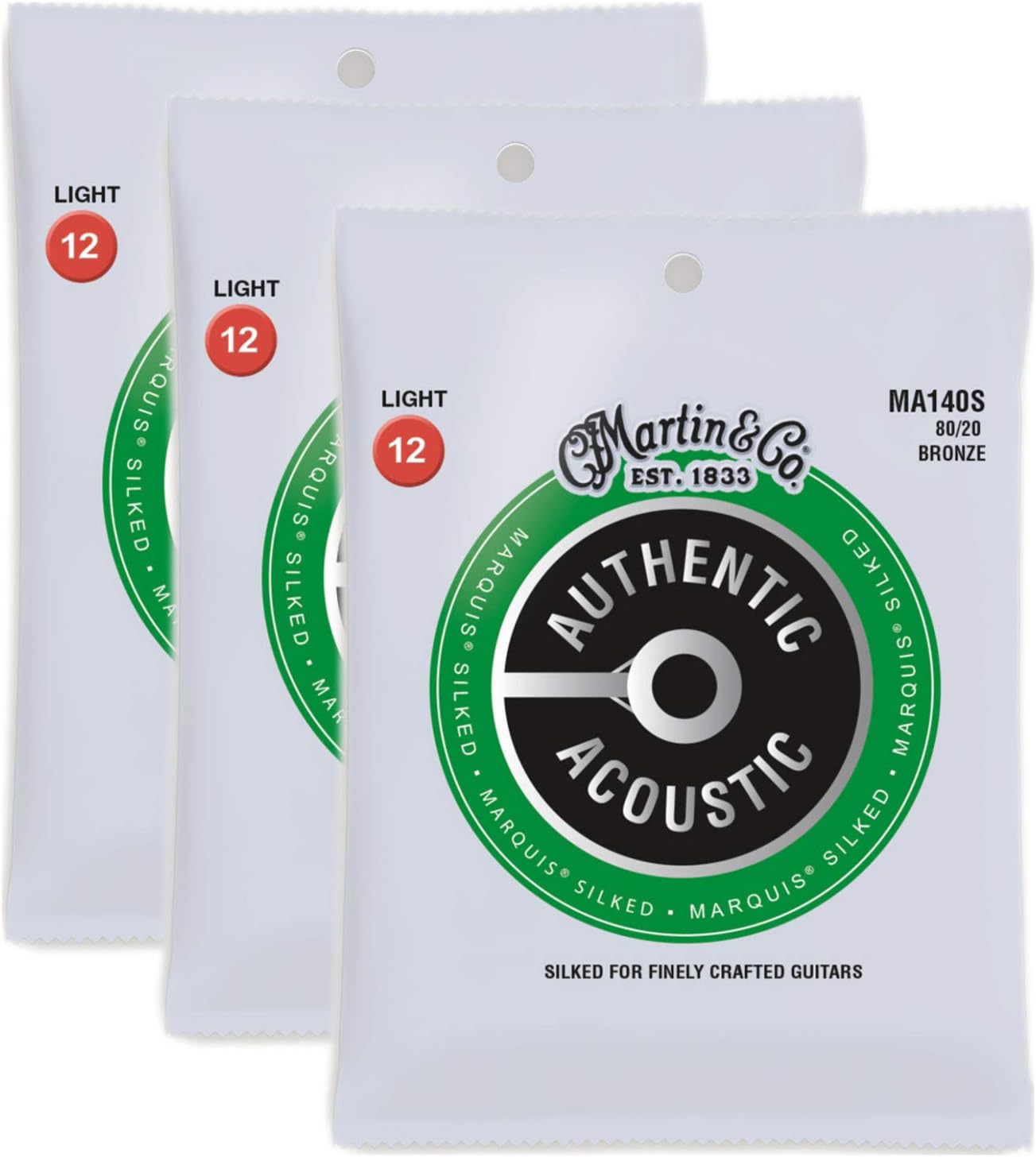 Martin MA140S Authentic Marquis Silked Light Acoustic String -Pack