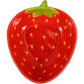 PRETYZOOM Strawberry Bowl Made of Ceramic Dessert Bowl and Fruit Bowl for Fruit Salad Side Dishes and Ice Cream Sundae Reusable Serving Bowl for Kitchen and Everyday Use 5.12 x 4.13 x 1.50 inches