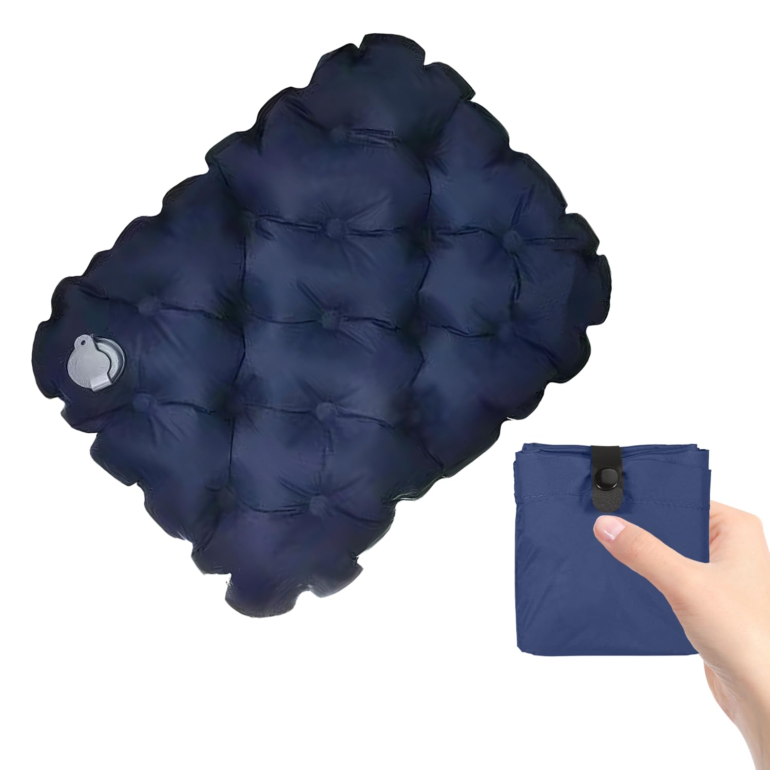 Travel Cushion for Airplane, Inflatable Cushion, Portable Foldable Airplane Seat Cushions, Inflatable Seat Cushion, Comfortable Air Seat Pad for Camping Hiking Airplanes, Car and Office (Dark Blue)