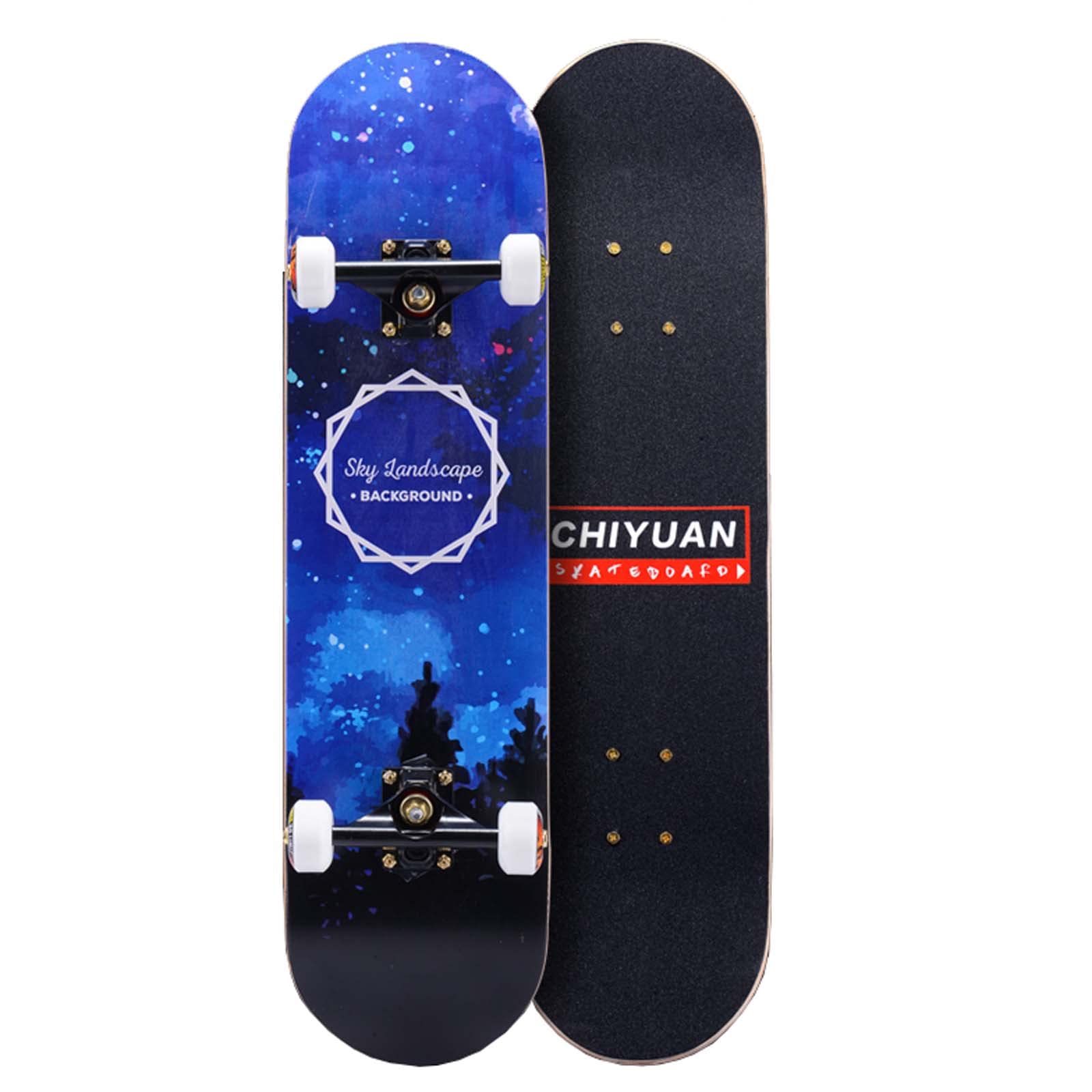 31 Inch Complete Skateboard for Kids Teens Adults 7 Layer Maple Double Kick Deck Concave Cruiser Trick Skateboards