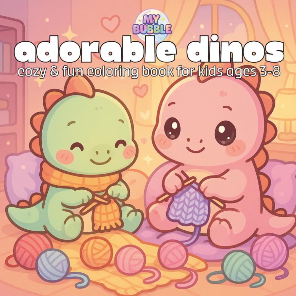 Adorable Dinos: cozy & fun coloring book for kids ages 3-8