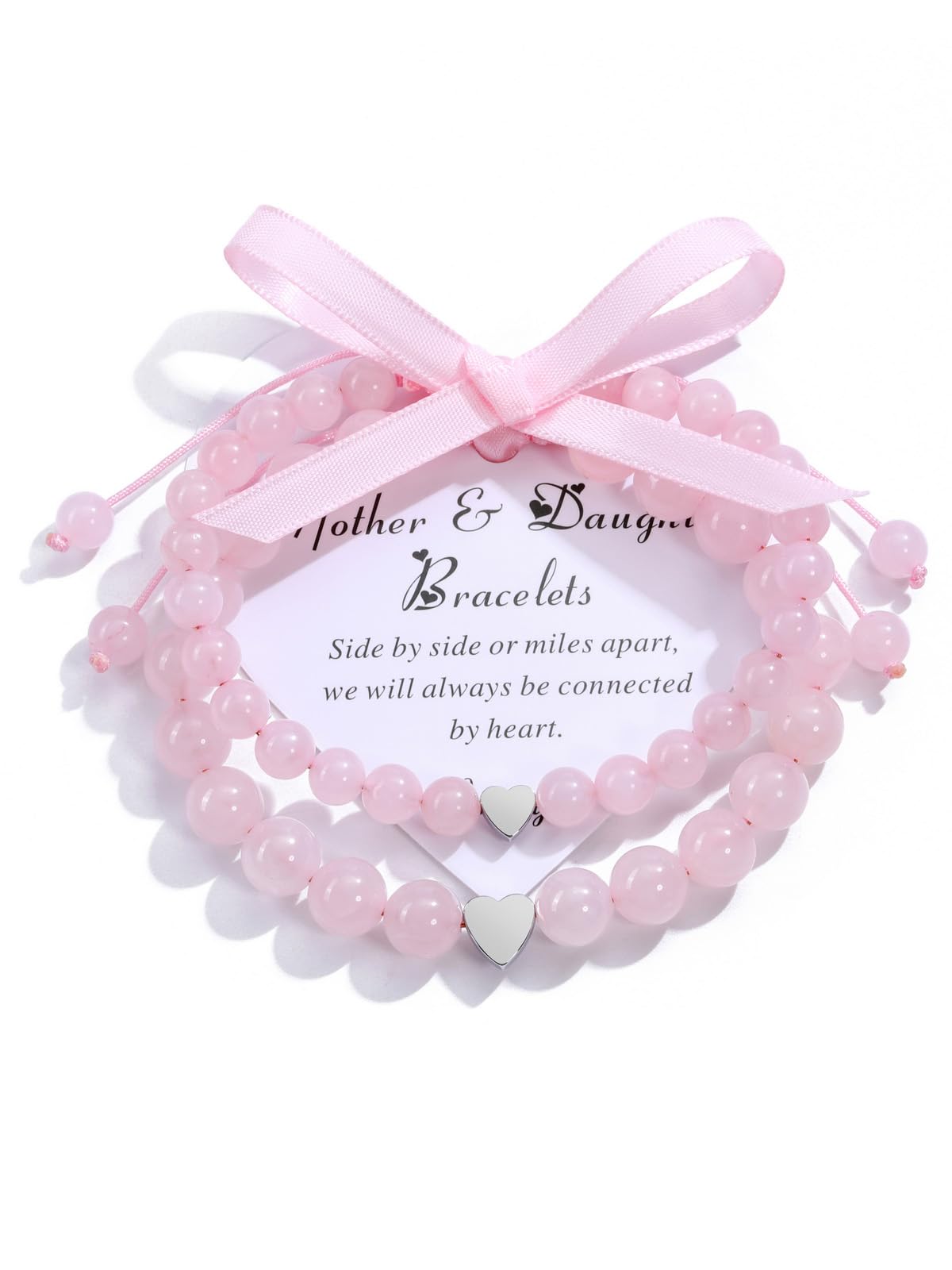Pulseras para madre de hija con dijes de corazones y cristales finos 7