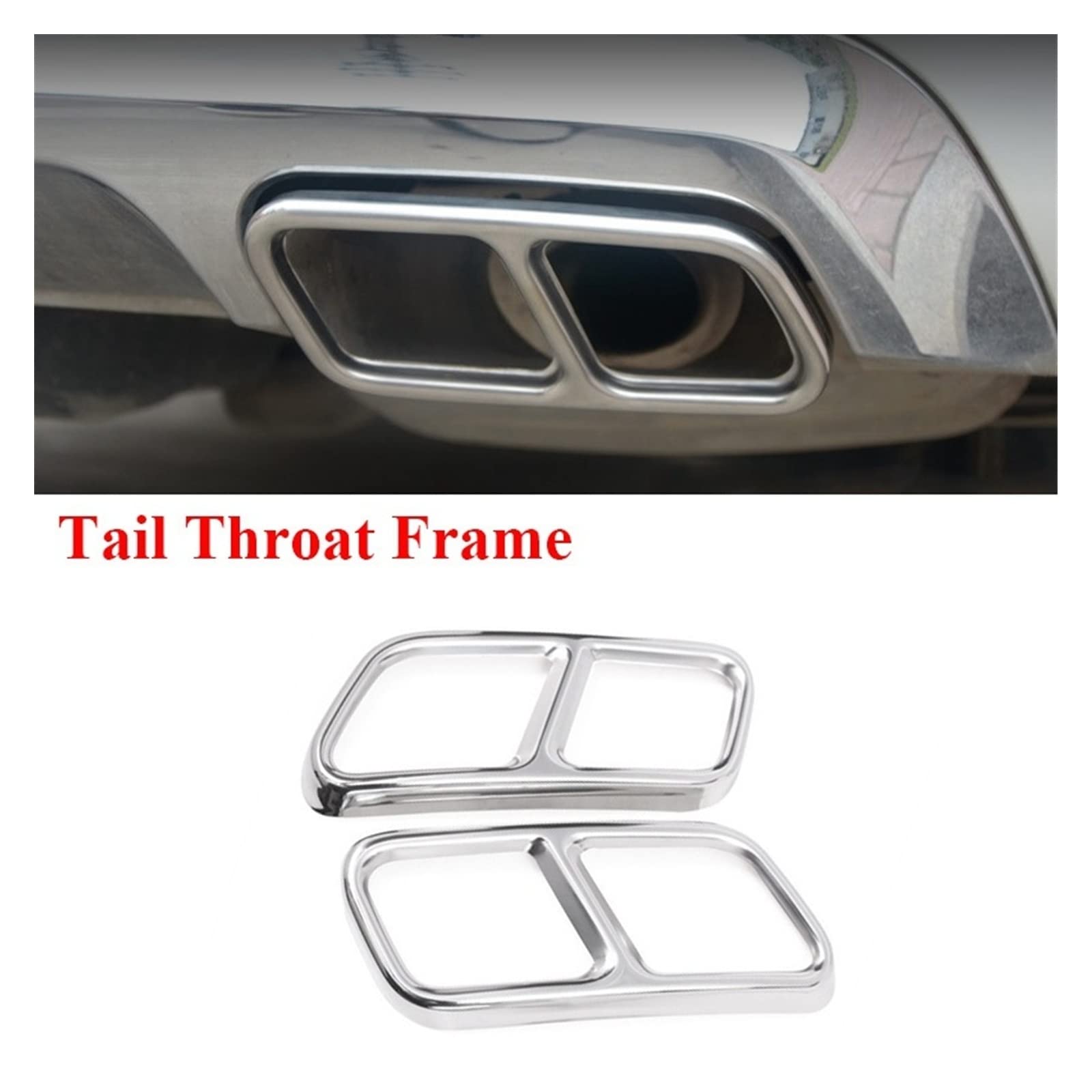 Silenciador Escape Extremo Silenciador Escape Doble Trasero Coche Acero Inoxidable Cubierta Embellecedora Tubo Marco Garganta Trasera Para Benz GLK X204 2013-2015 CLS W218 2012-2017 Turbo Sonido Silba