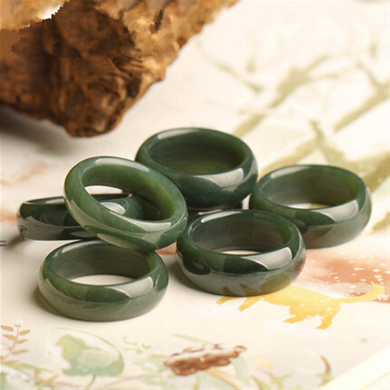 Natural Authentic Hetian Jade Rings Sapphire Ring Male and Female Jade Ring Jade Gift Rings Brand Men Women Real Jade (Ring Size : 10.5)