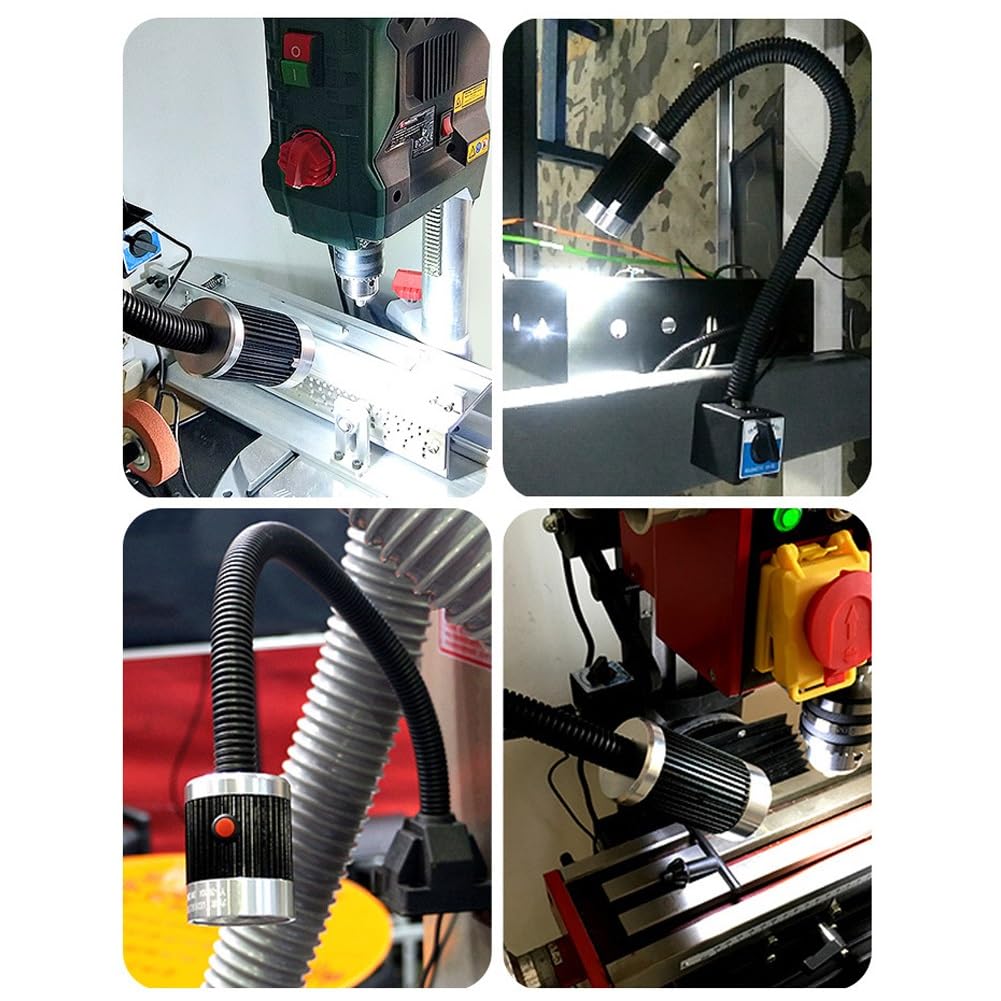 Światło robocze do obrabiarek, potężne światło magnetyczne, oświetlenie LED, światło do tokarki CNC, odpowiednie do frezarek, szlifierek, stołów warsztatowych (9W-24V, śrub)