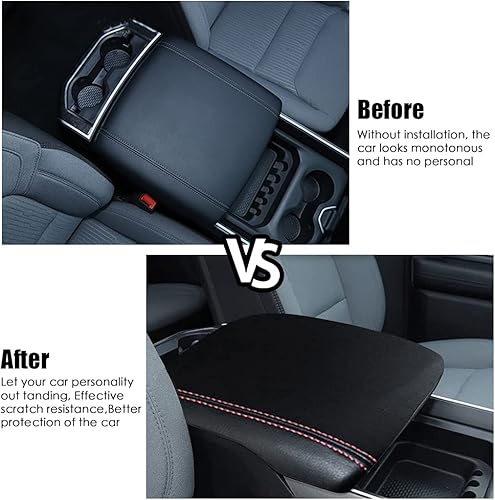 Miniatura 5 de sportuli Cubierta para Consola Central Almohadilla de Reposabrazos de Cuero Antiarañazos de Repuesto para 2019-2024 2025 Dodge RAM 1500 2500 3500,
