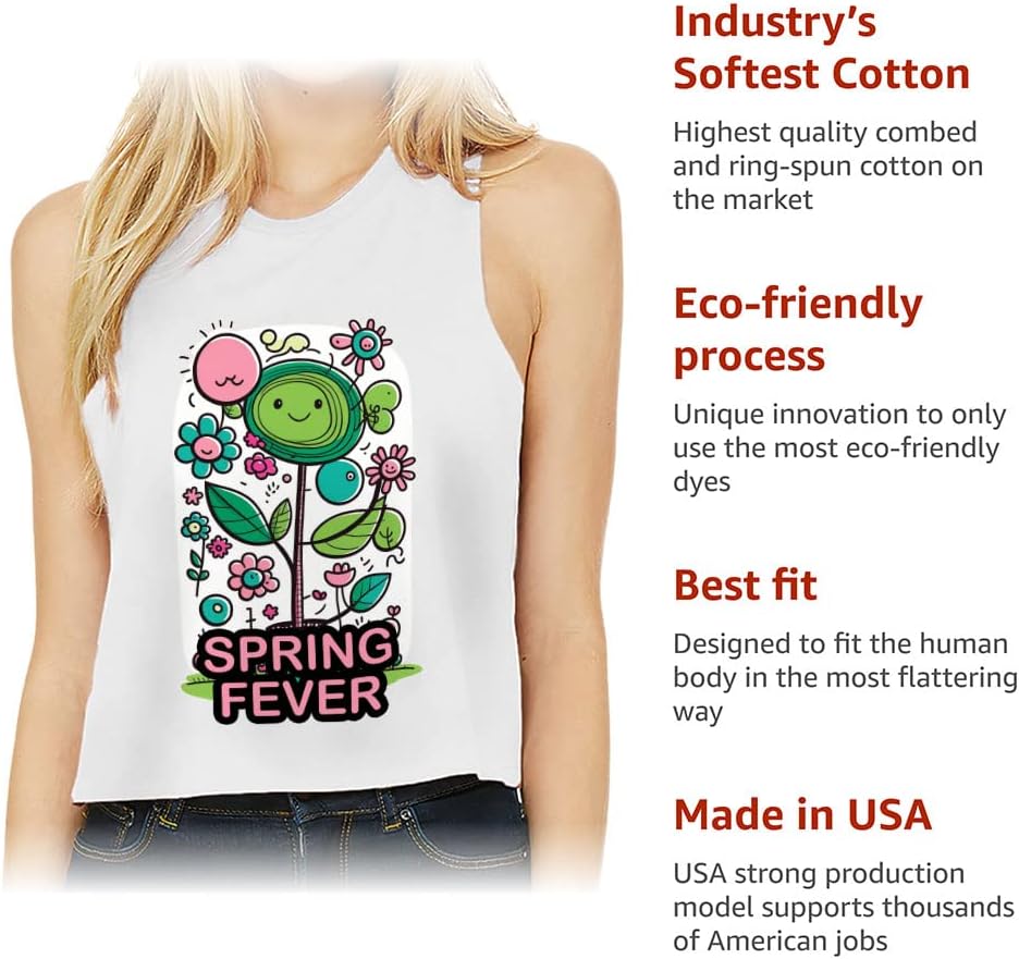 Spring Fever Racerback Cropped Tank - Cartoon Women's Tank - Art Print Tank Top