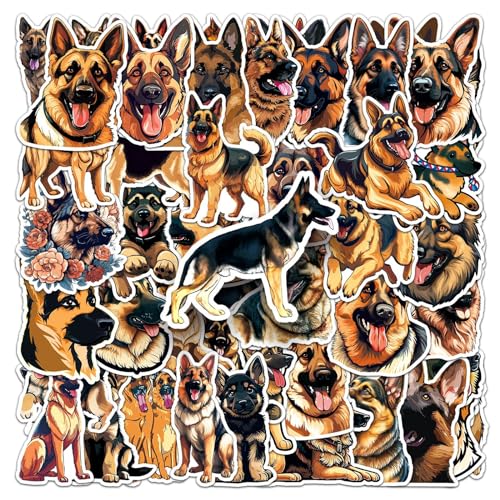 50Pcs German Shepherd Dog Stickers, Kids Teens Adults Dog Vinyl Laptops Decals for Water Bottle Luggage Phone Skateboard, Durable Decorate Bumper Mini Stickers (50Pcs German Shepherd Dog) - Image 8