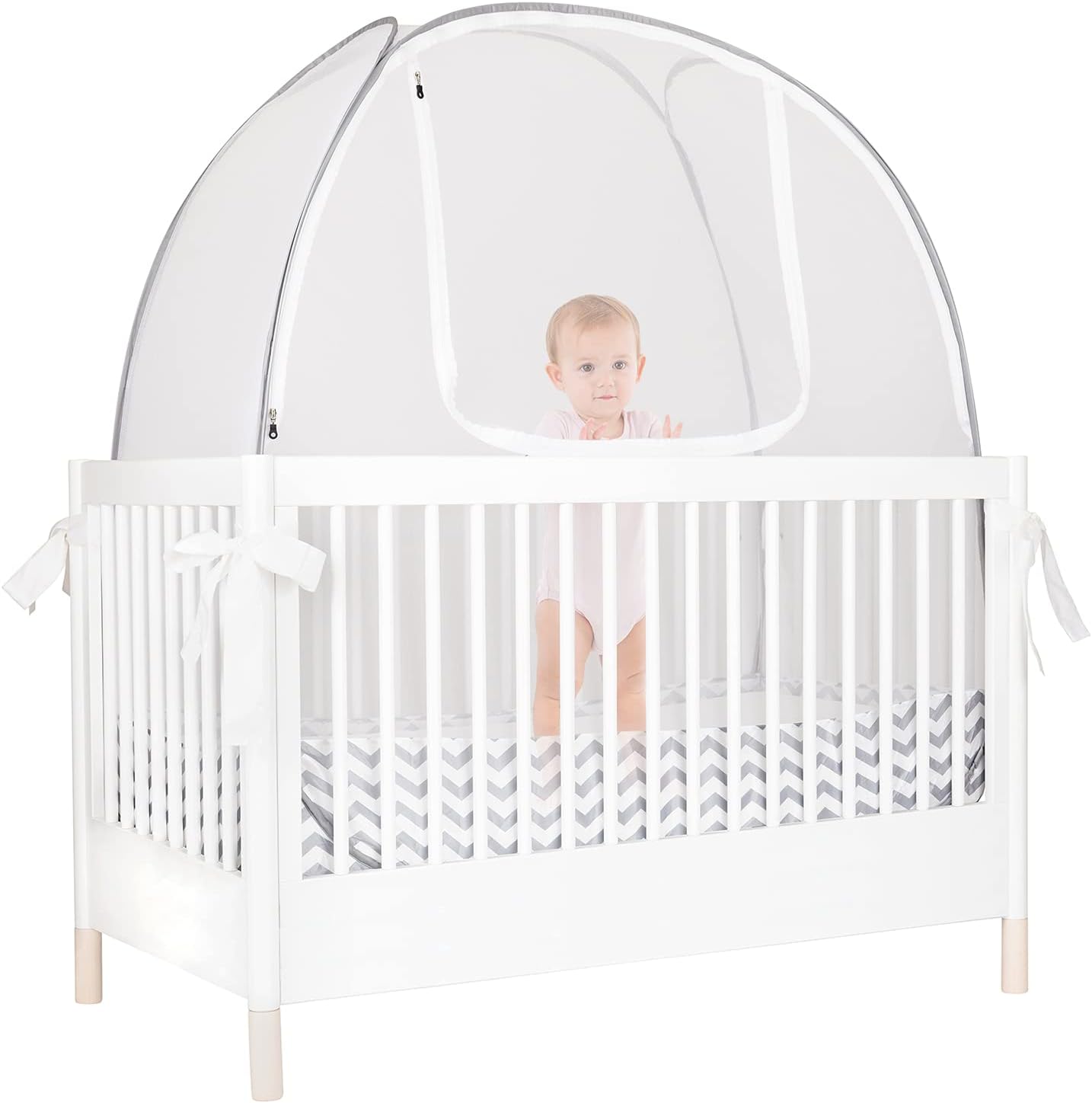 Baby Crib Tent By Pro Baby Safety | Infant Mosquito Netting Made from Fine See Through Mesh Prevent Toddlers from Climbing Out of The Crib, | Pop-Up Canopy Cover Fits Most Standard Cribs –Bronze Label : Baby