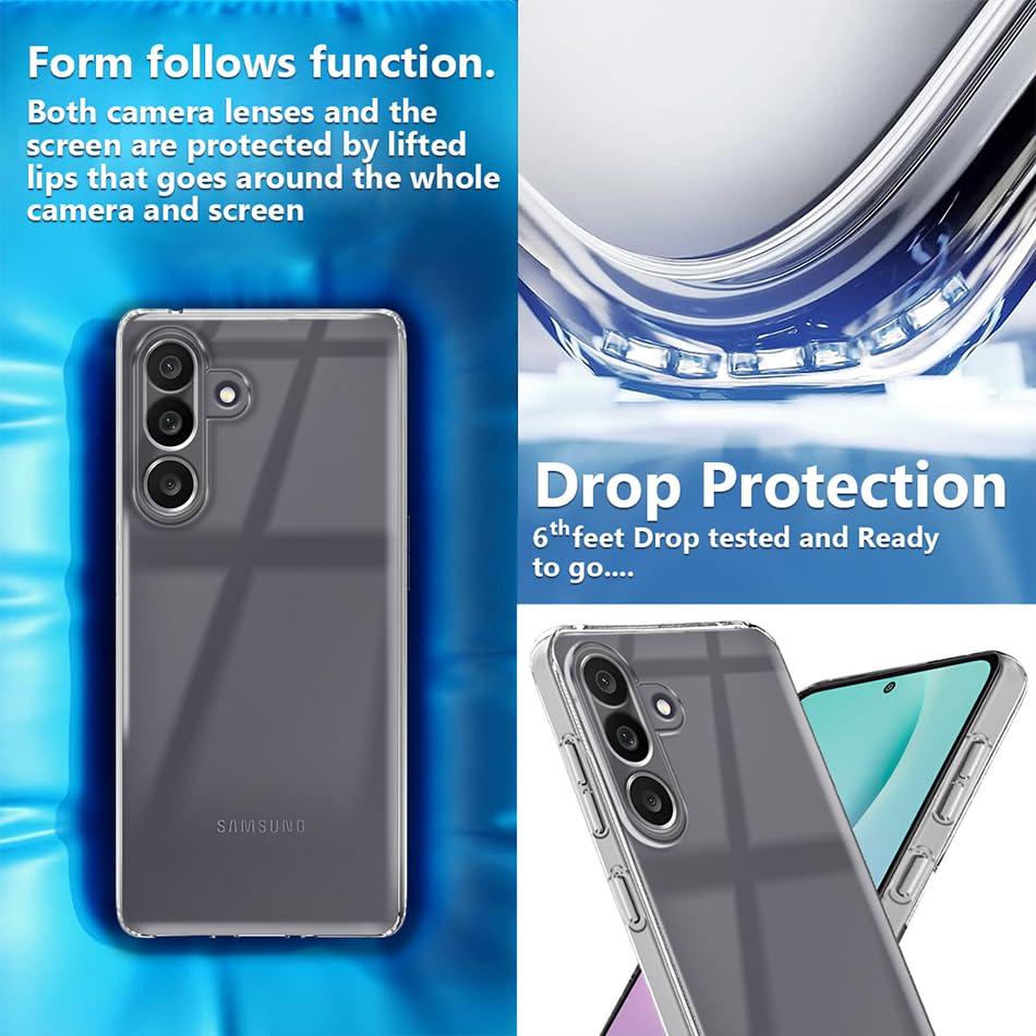 Image of Fashionury Crystal Clear Case for Samsung Galaxy M56 5G | Yellowing Resistance | Transparent TPU Silicone | Raised Camera Lips | Slim Transparent Cover